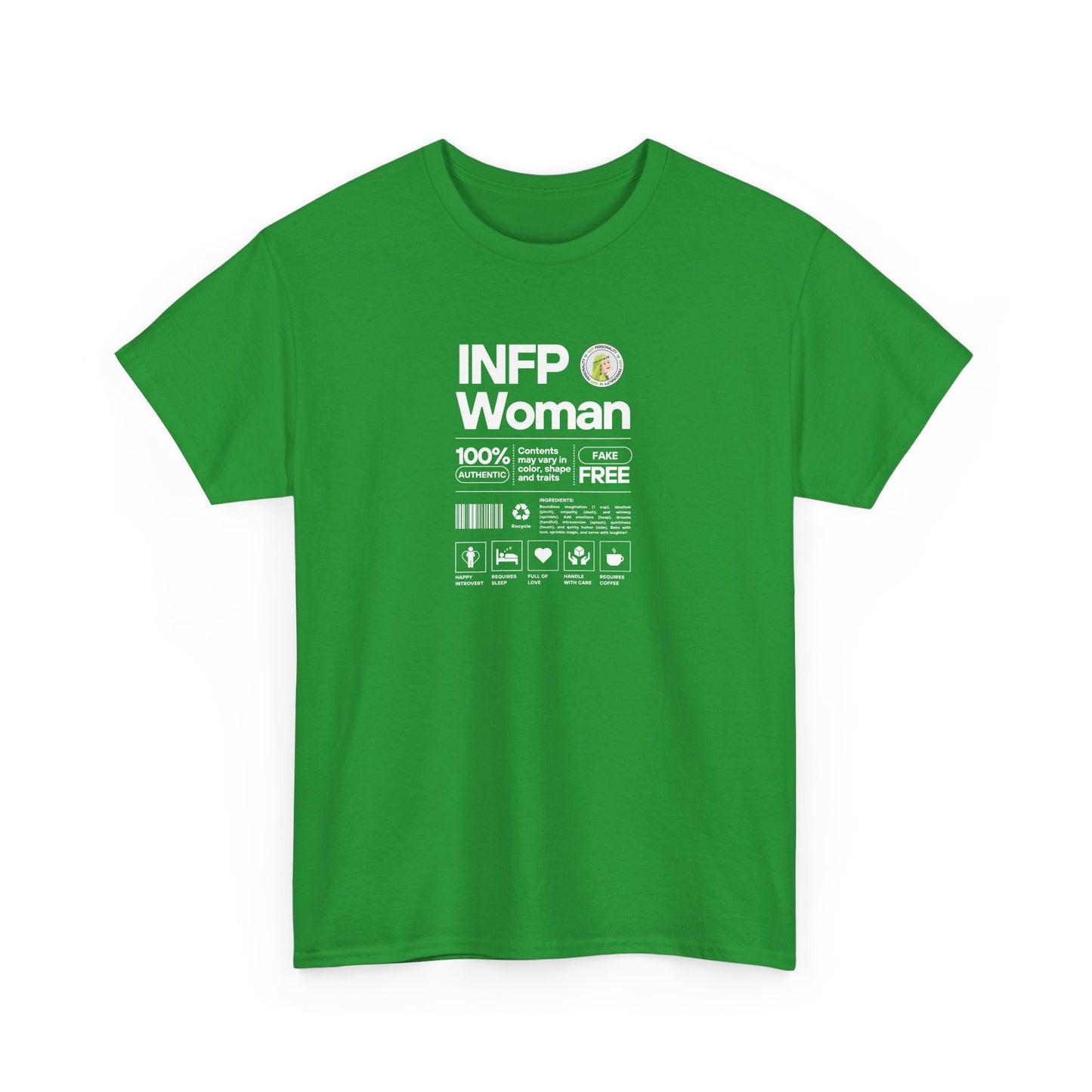 INFP Woman Ingredients White Text Tee
