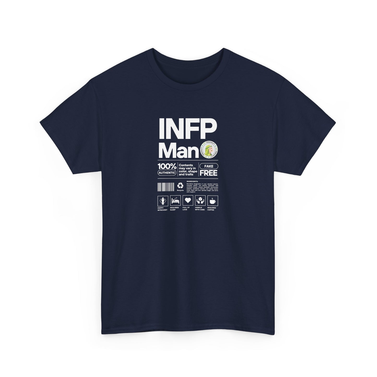 INFP Man Ingredients White Text Tee