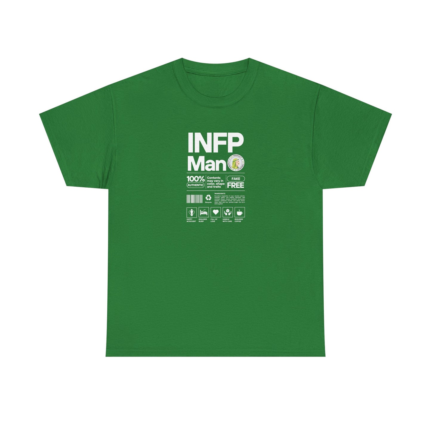 INFP Man Ingredients White Text Tee