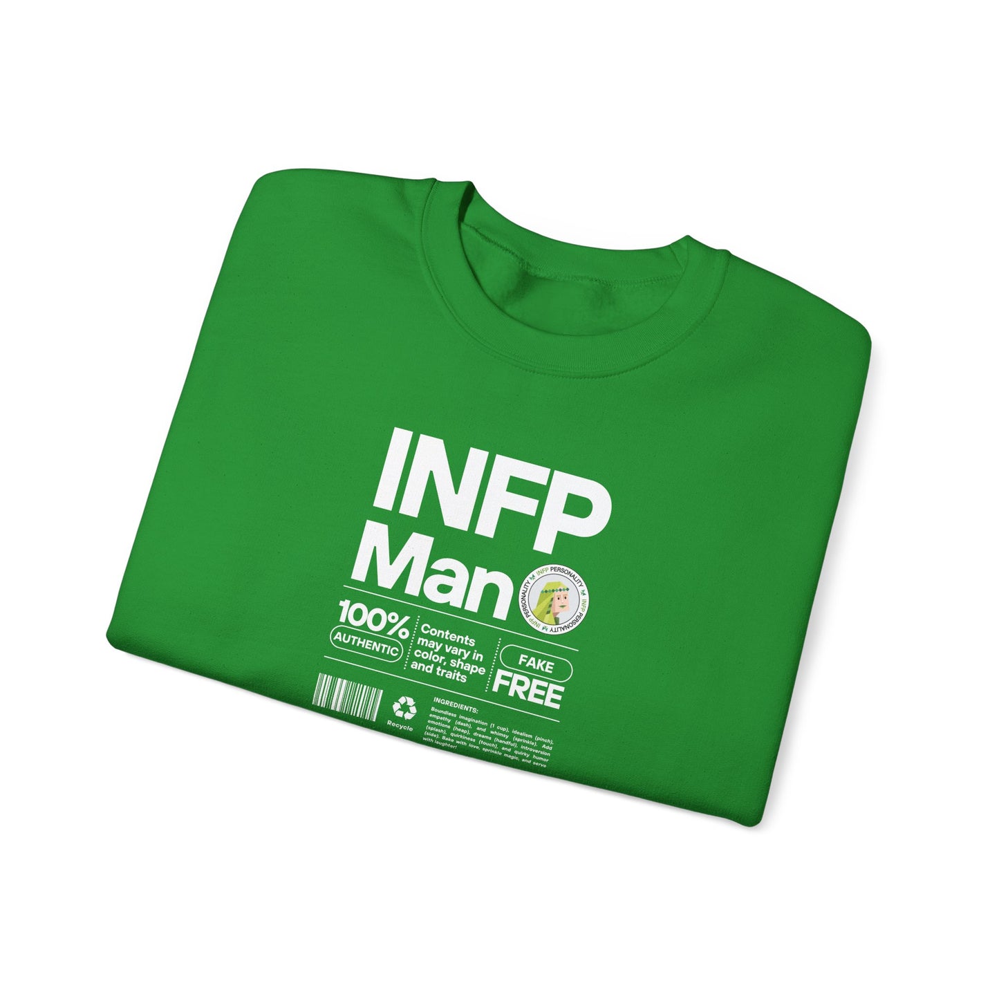 INFP Man Ingredients White Text Sweatshirt