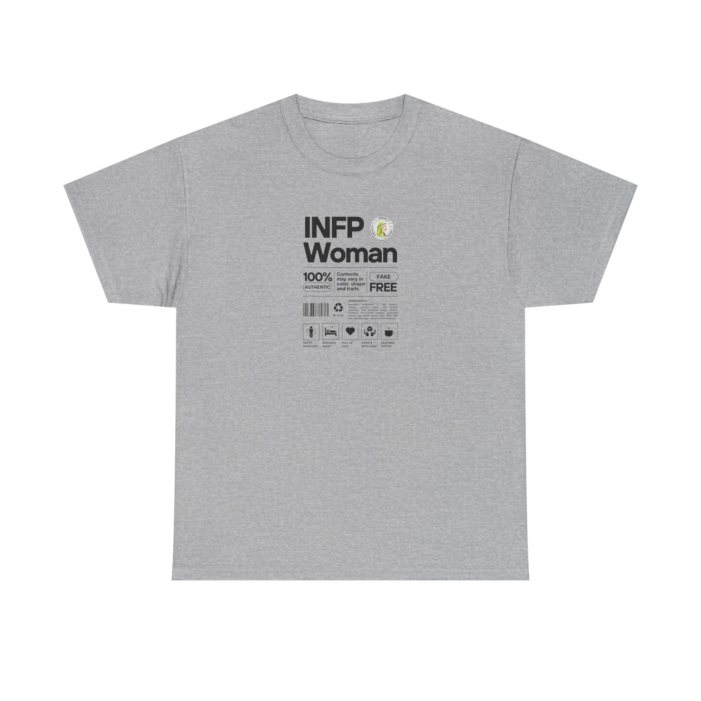 INFP Woman Ingredients Black Text Tee