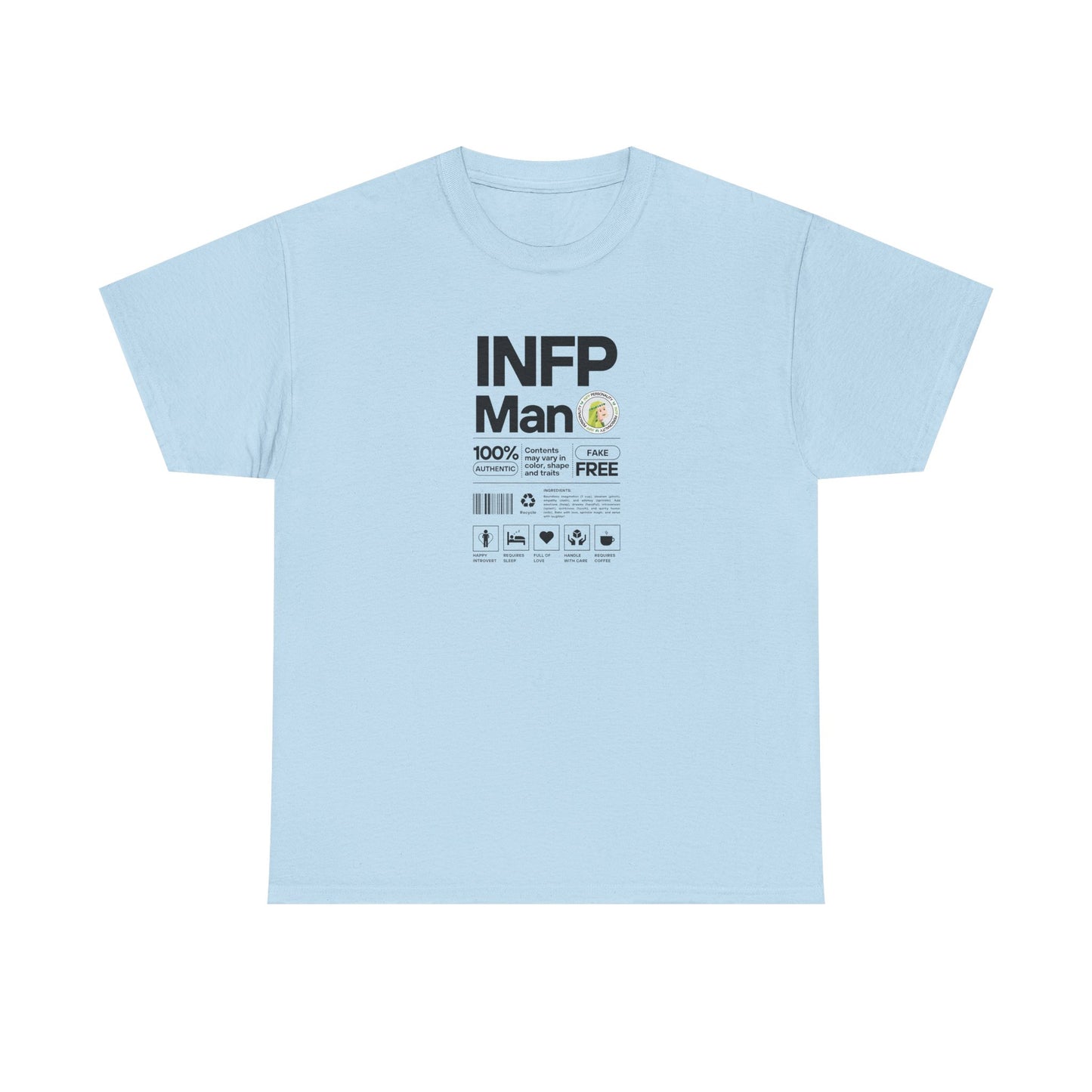 INFP Man Ingredients Black Text Tee
