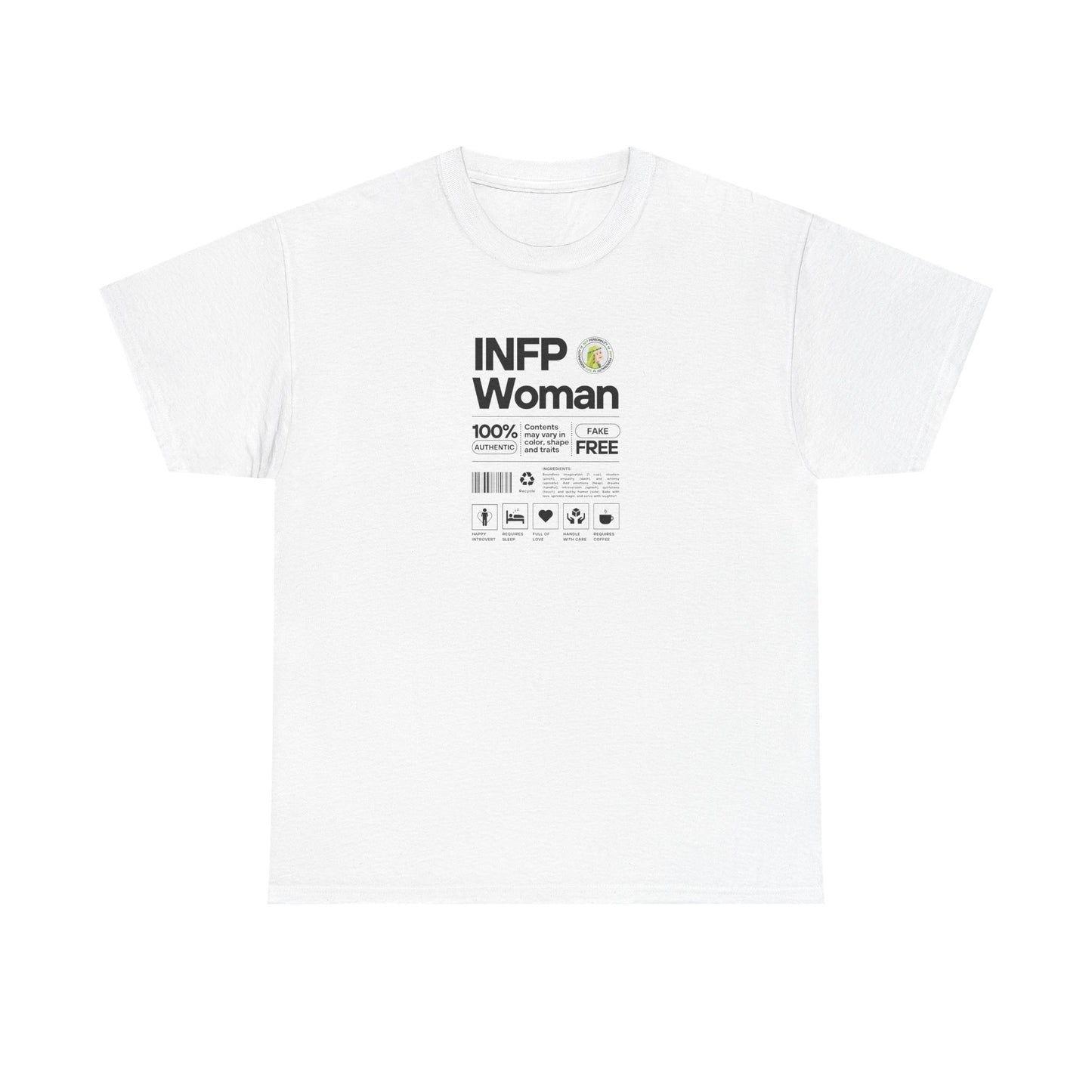INFP Woman Ingredients Black Text Tee