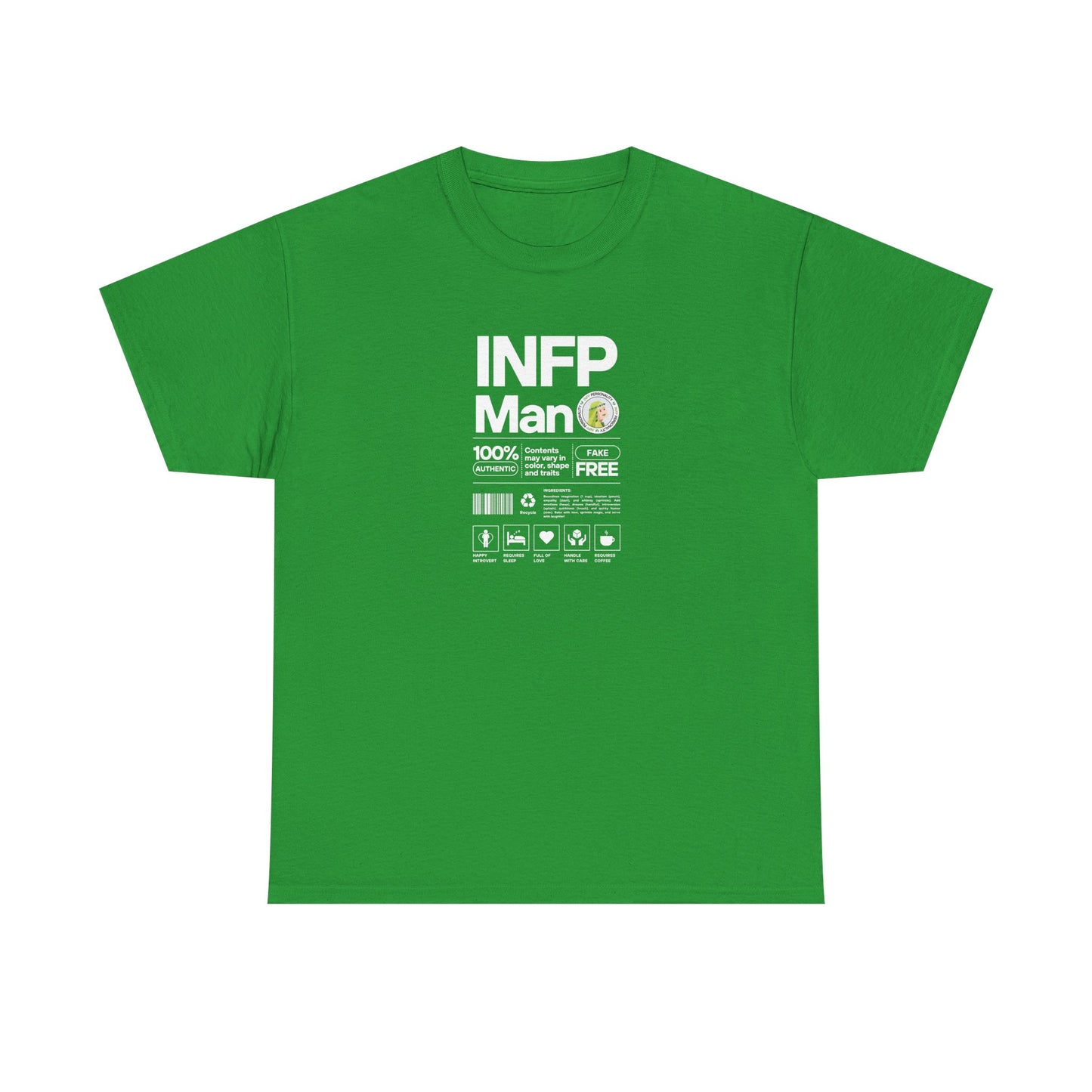 INFP Man Ingredients White Text Tee