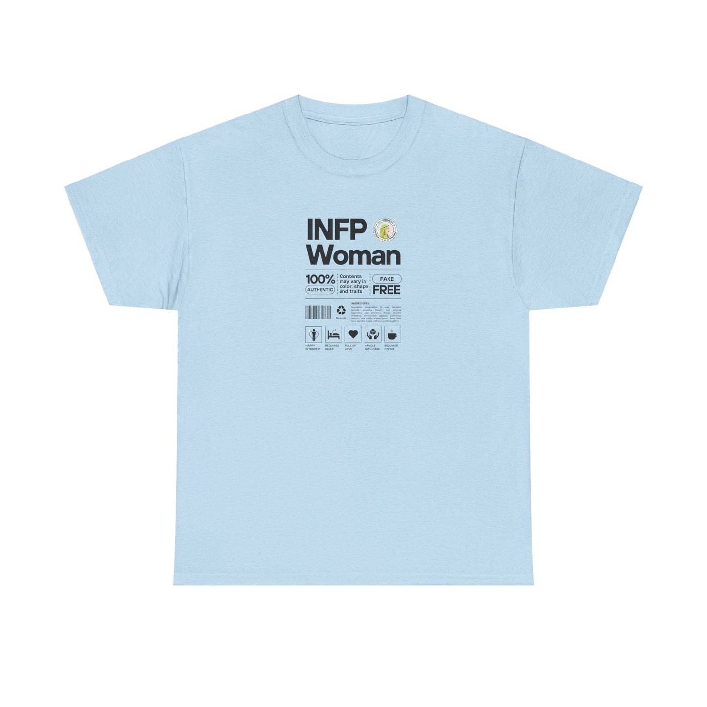 INFP Woman Ingredients Black Text Tee