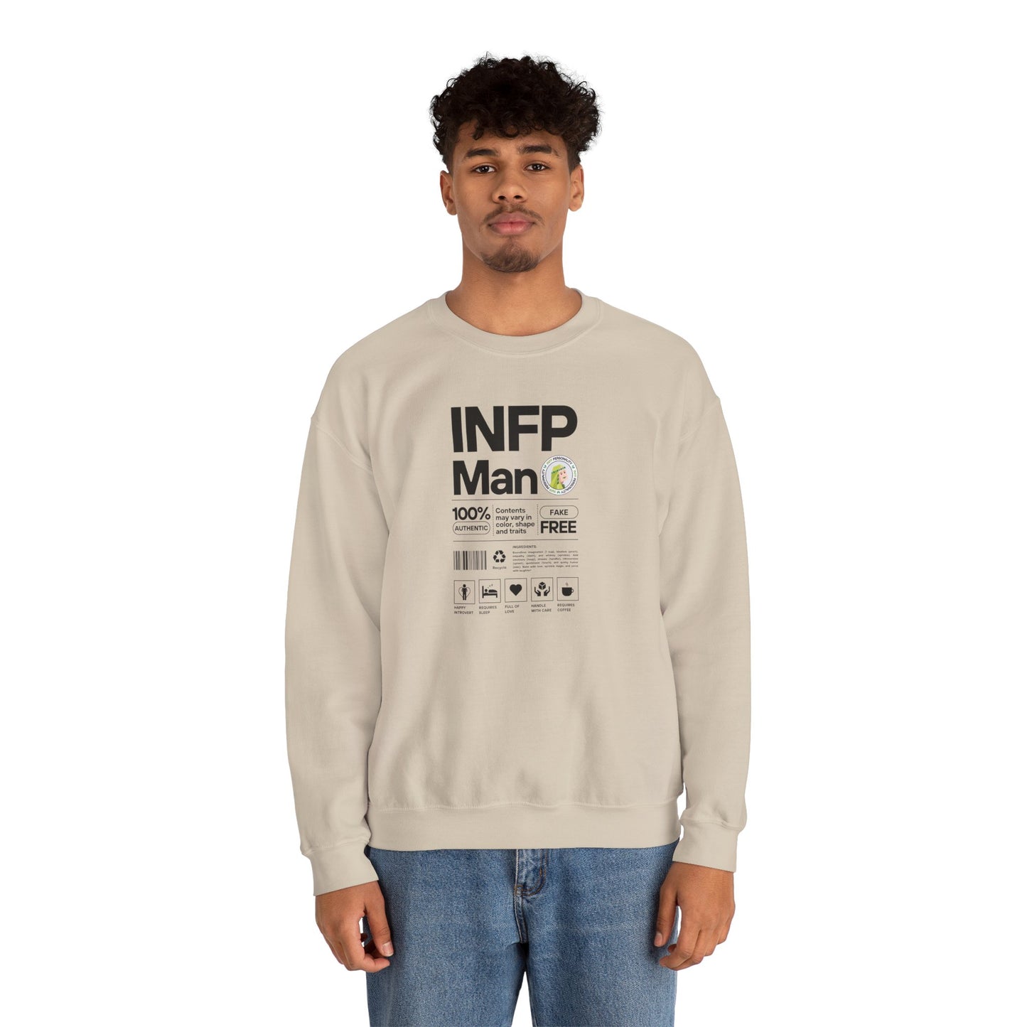 INFP Man Ingredients Black Text Sweatshirt