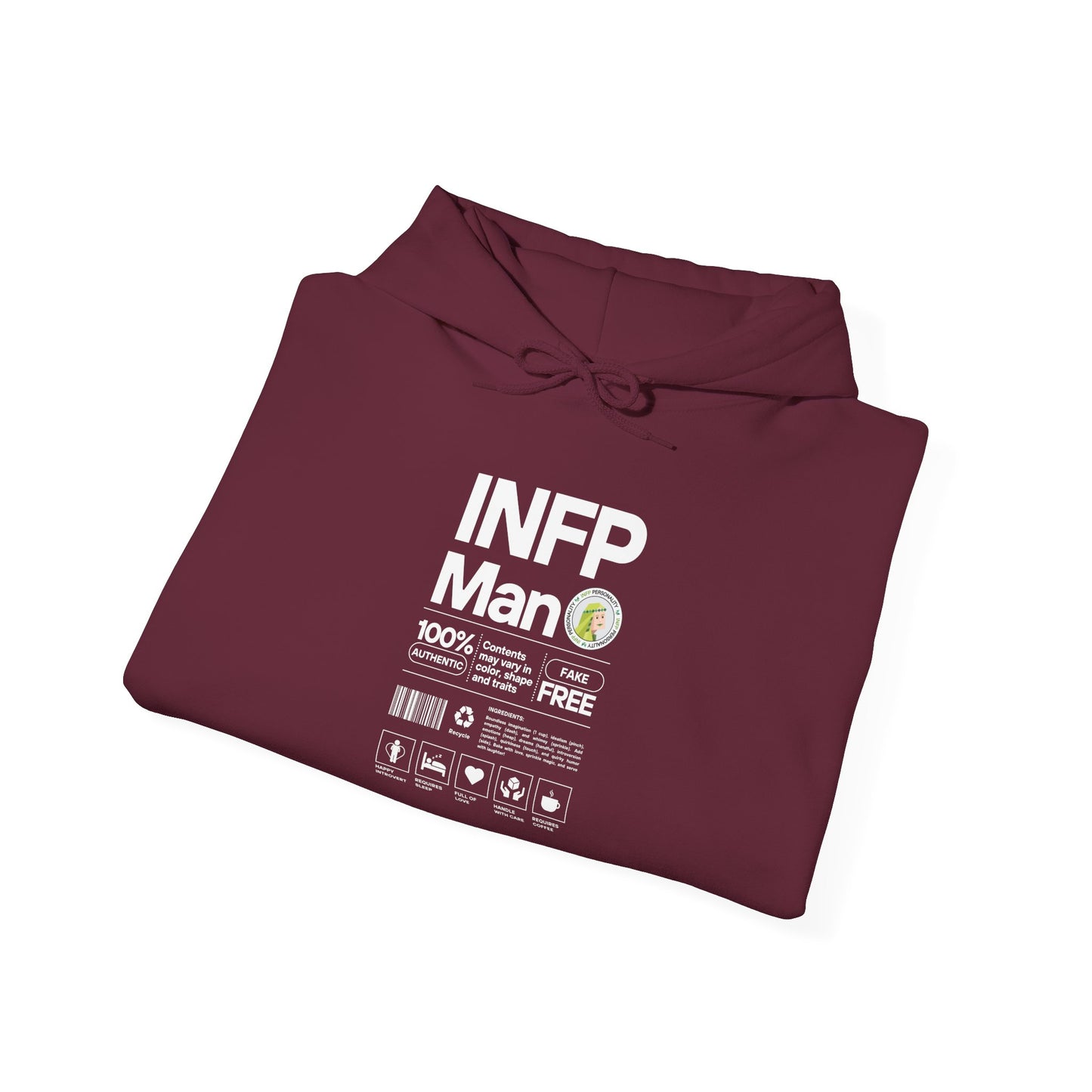 INFP Man Ingredients White Text Hoodie