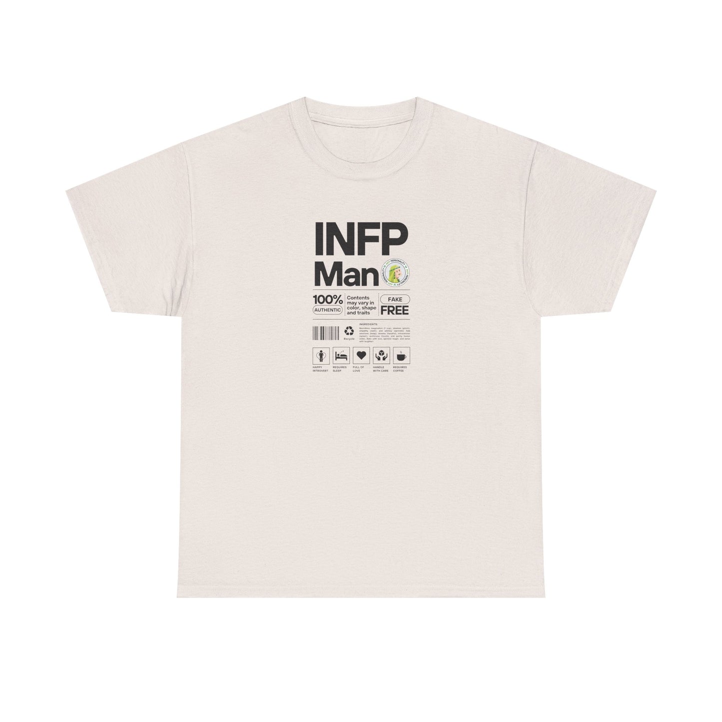 INFP Man Ingredients Black Text Tee