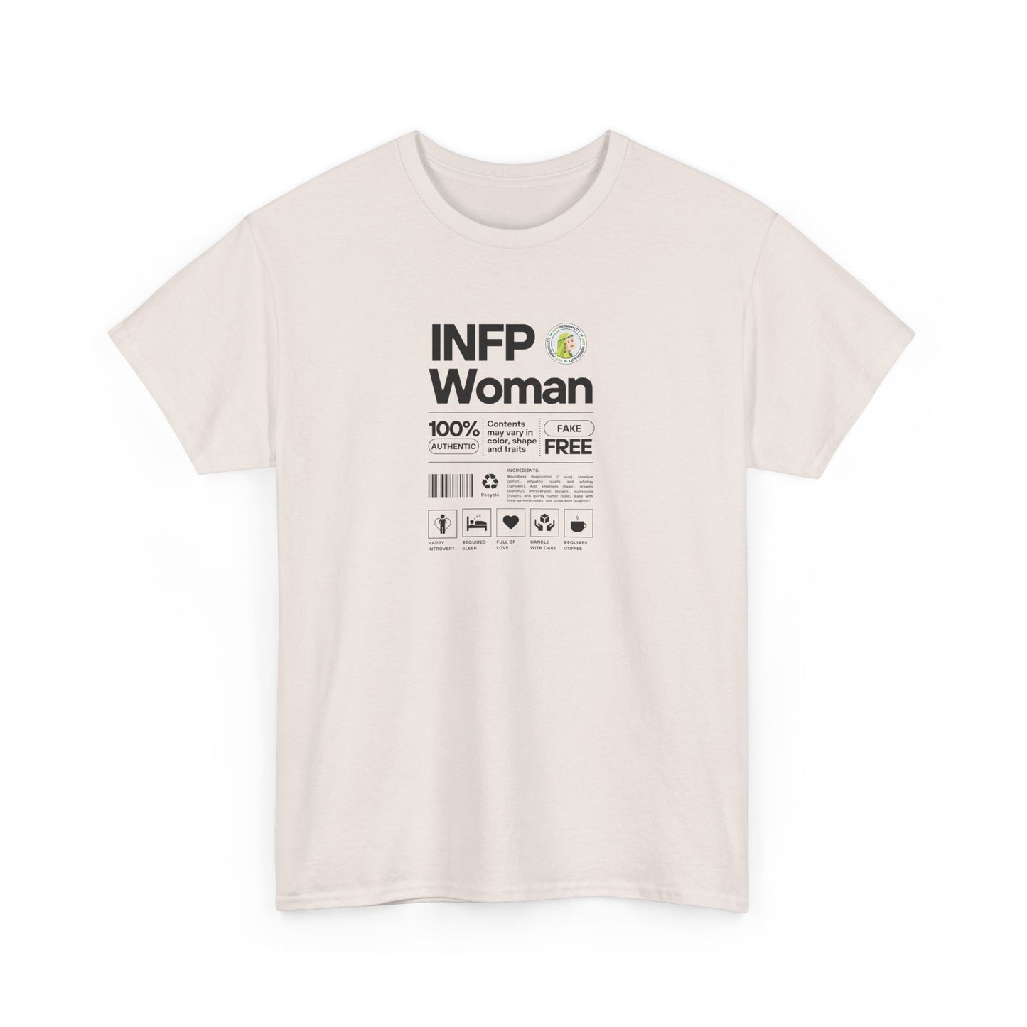 INFP Woman Ingredients Black Text Tee