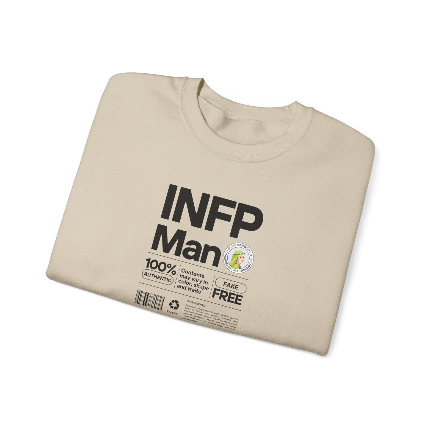 INFP Man Ingredients Black Text Sweatshirt