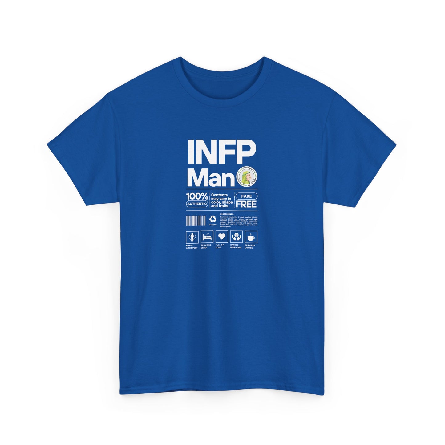 INFP Man Ingredients White Text Tee