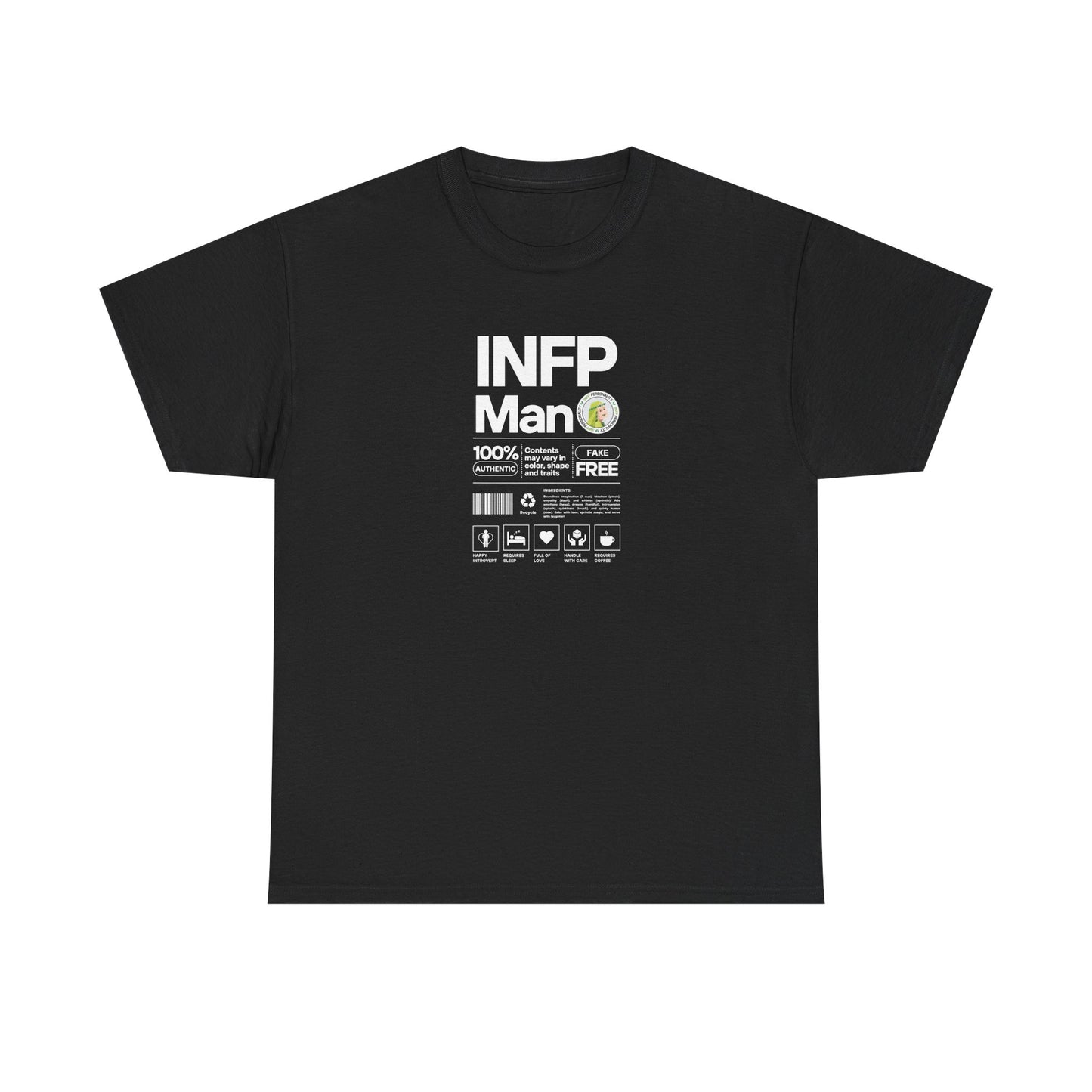 INFP Man Ingredients White Text Tee