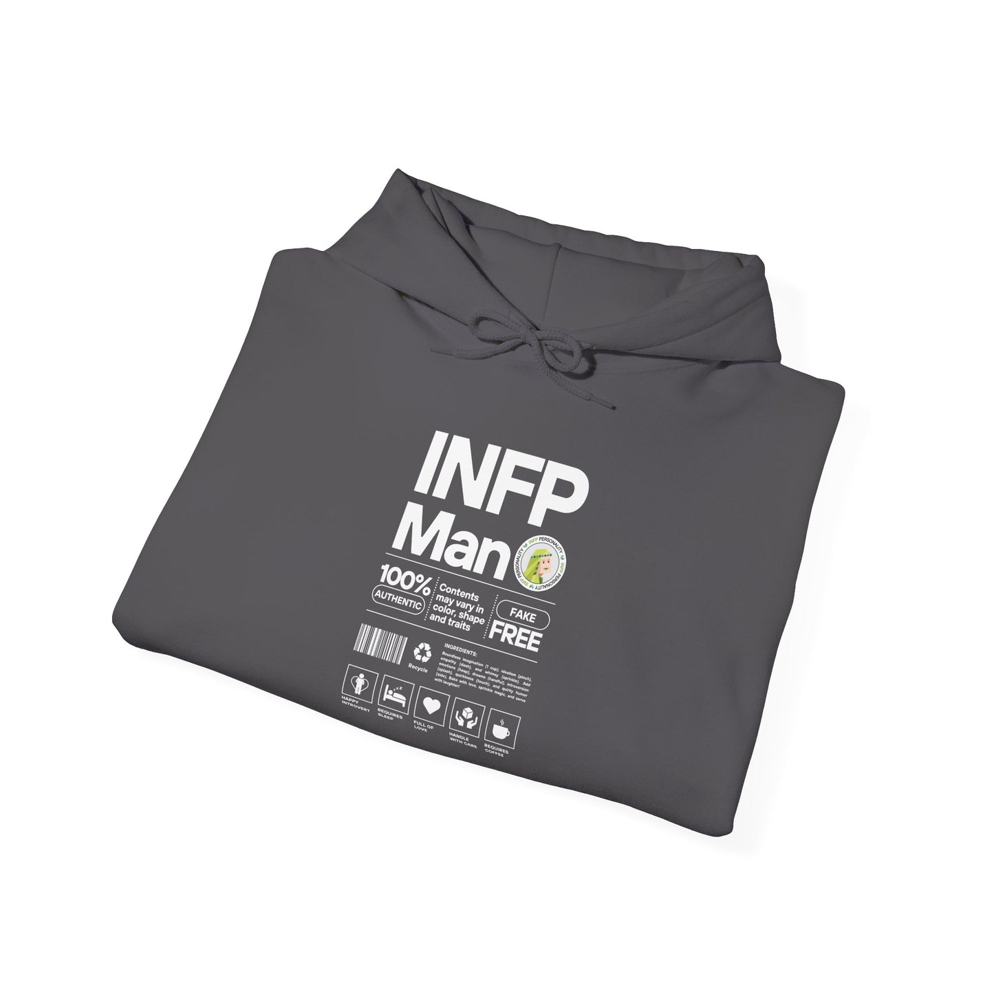 INFP Man Ingredients White Text Hoodie