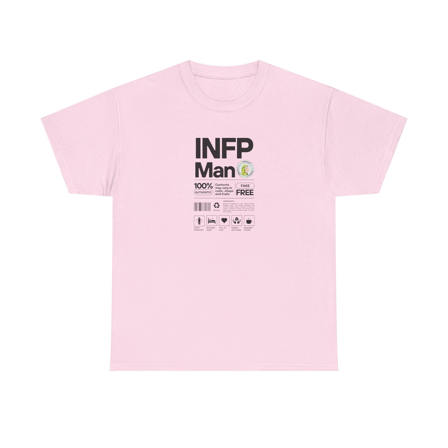 INFP Man Ingredients Black Text Tee