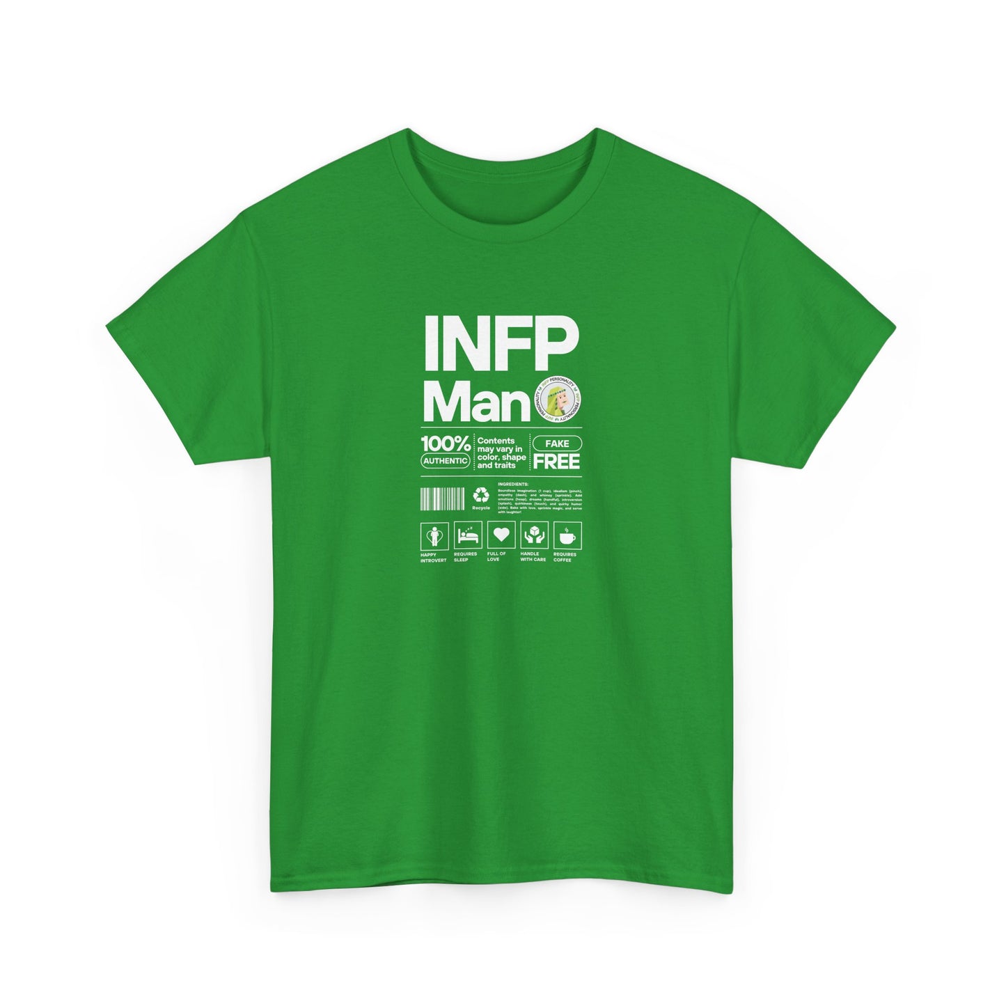 INFP Man Ingredients White Text Tee