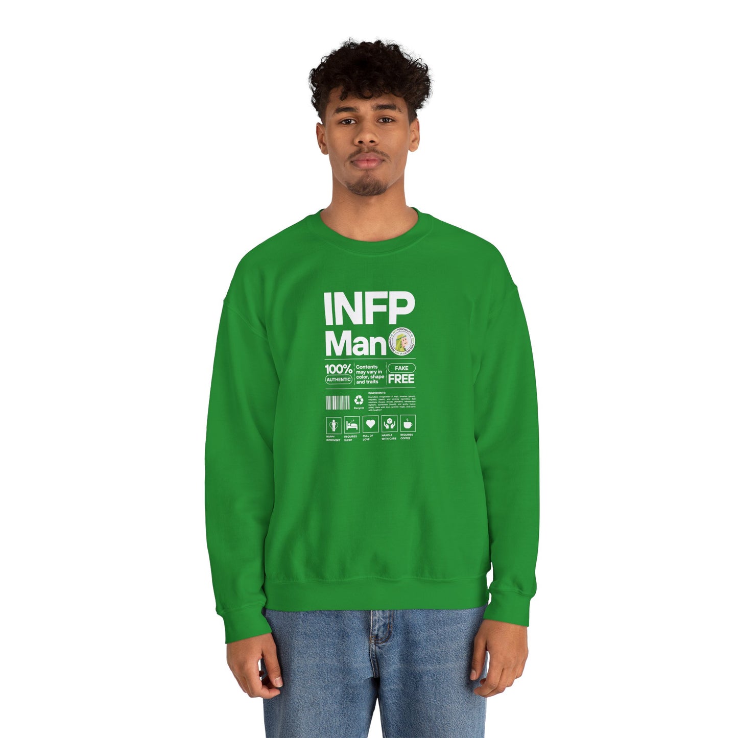INFP Man Ingredients White Text Sweatshirt