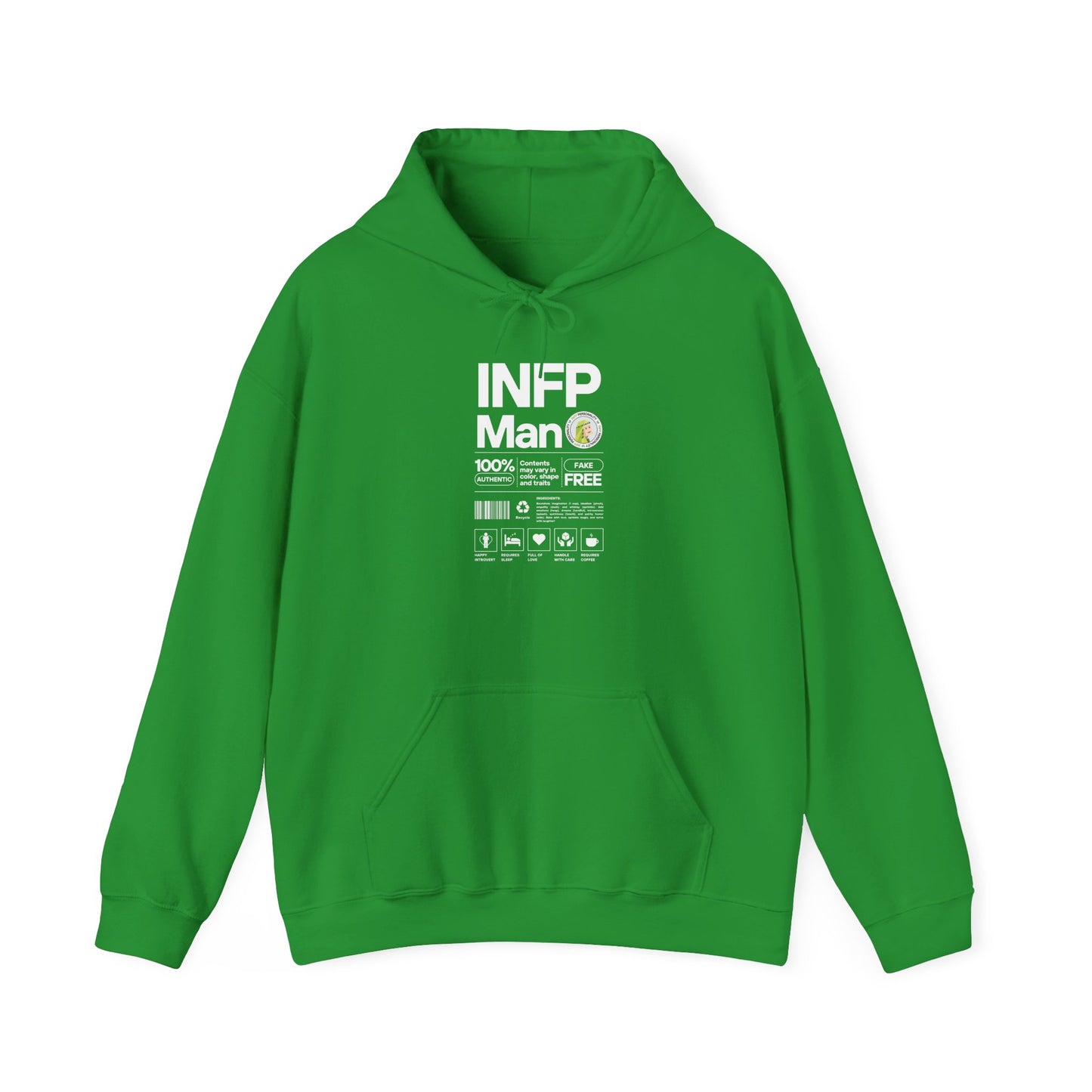 INFP Man Ingredients White Text Hoodie