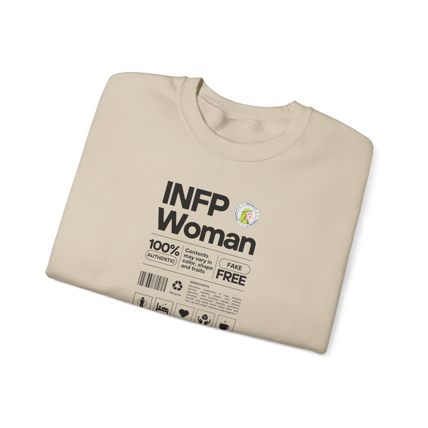 INFP Woman Ingredients Black Text Sweatshirt