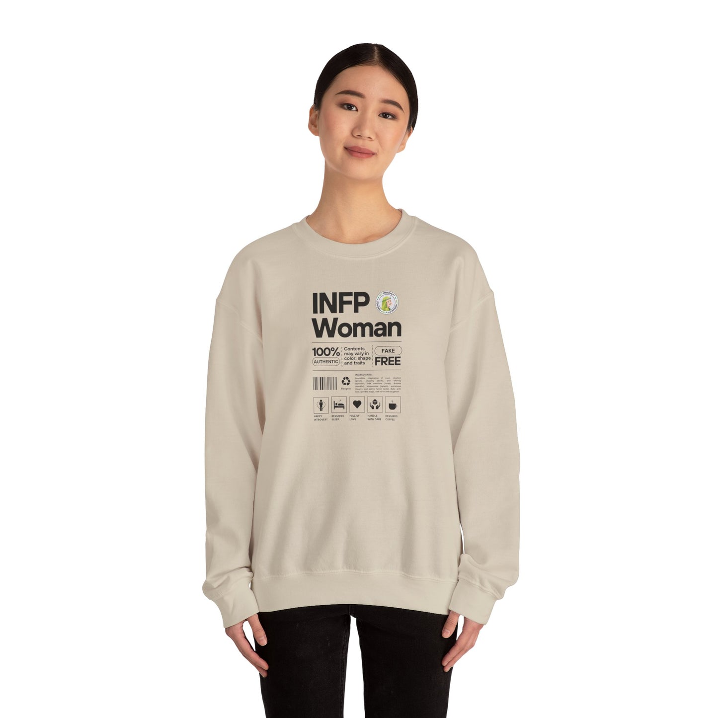 INFP Woman Ingredients Black Text Sweatshirt