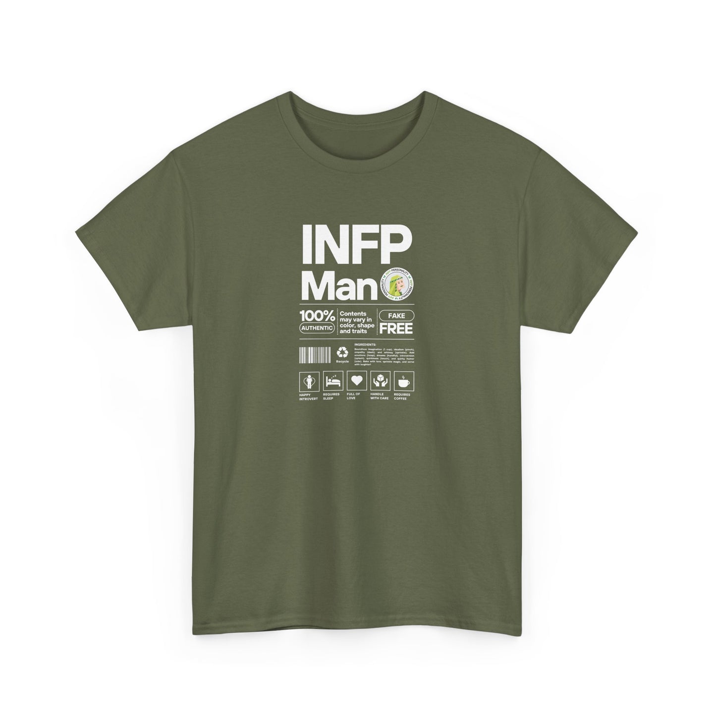 INFP Man Ingredients White Text Tee
