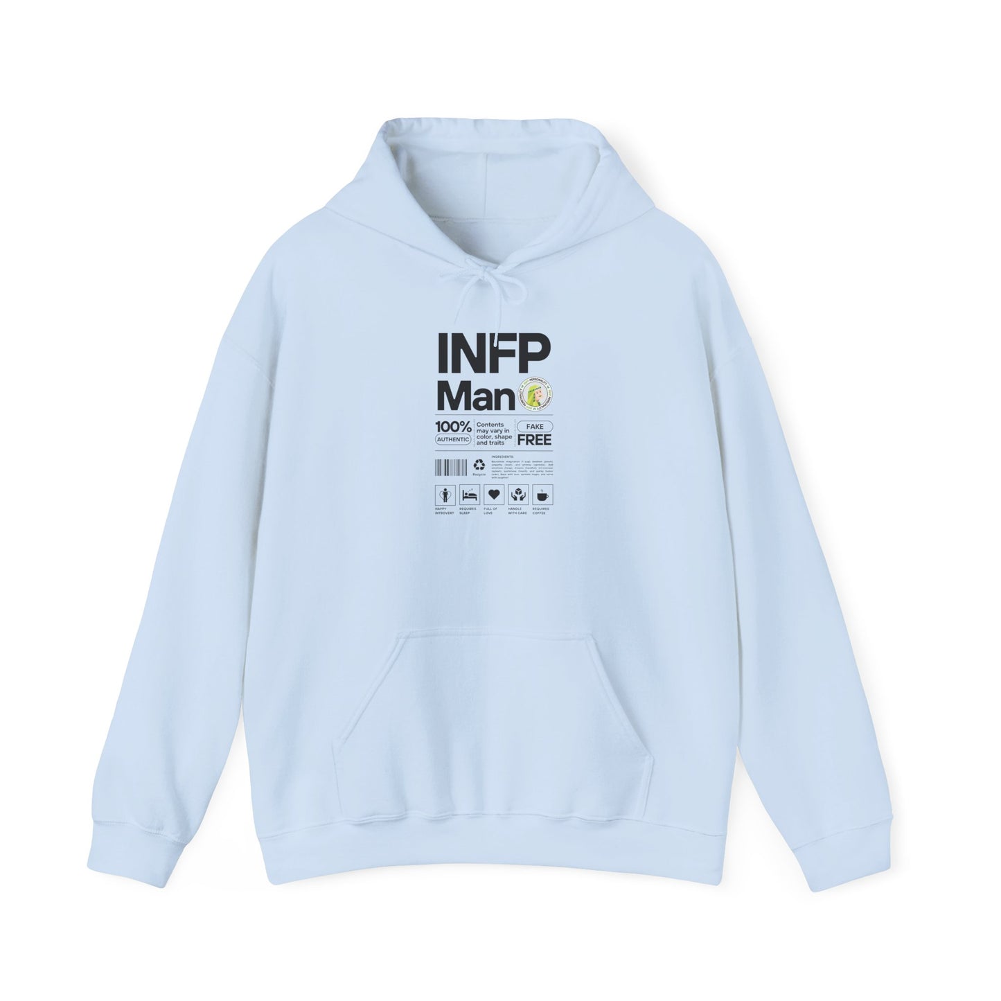 INFP Man Ingredients Black Text Hoodie