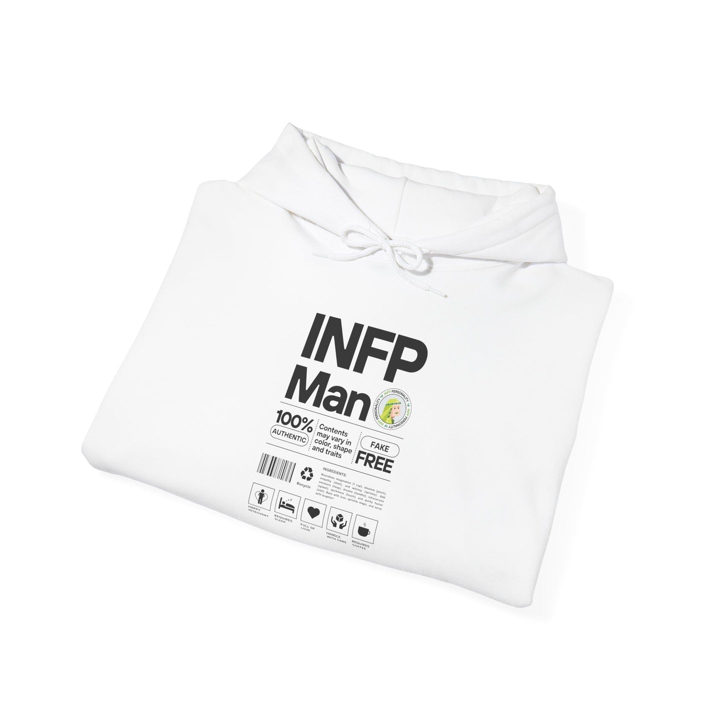 INFP Man Ingredients Black Text Hoodie