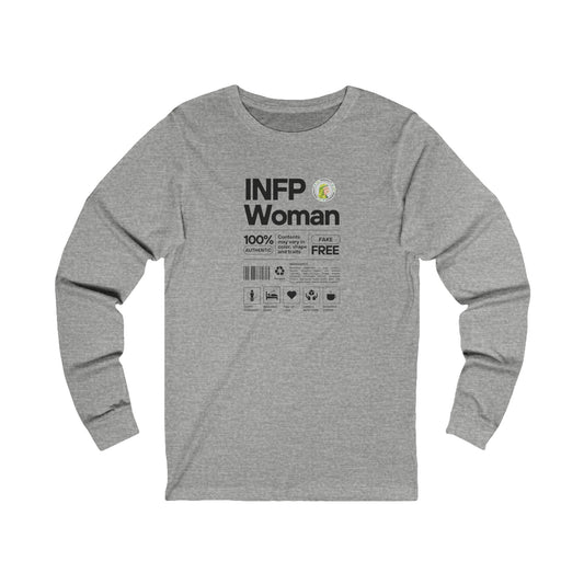 INFP Woman Ingredients Black Text Long Sleeve Tee