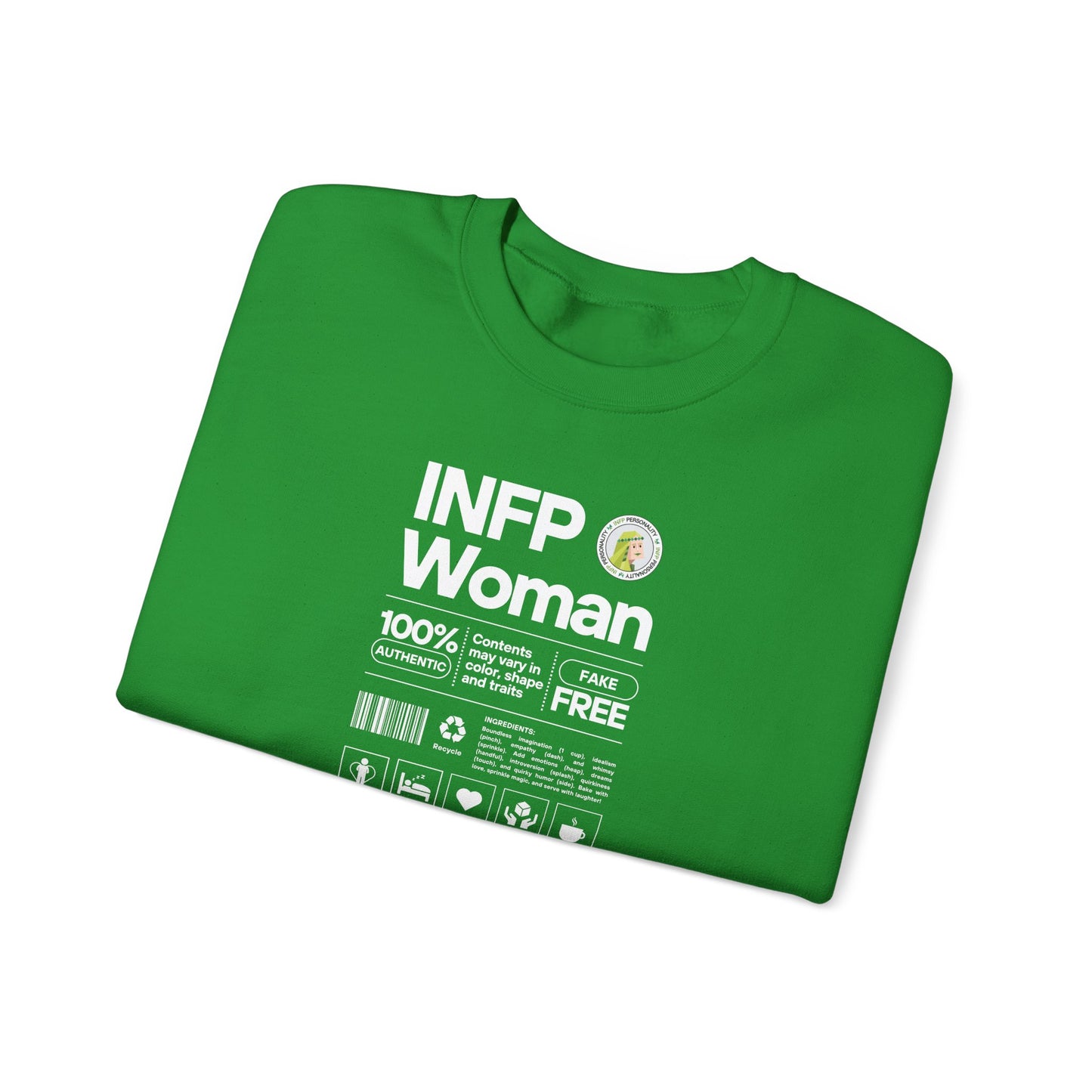 INFP Woman Ingredients White Text Sweatshirt