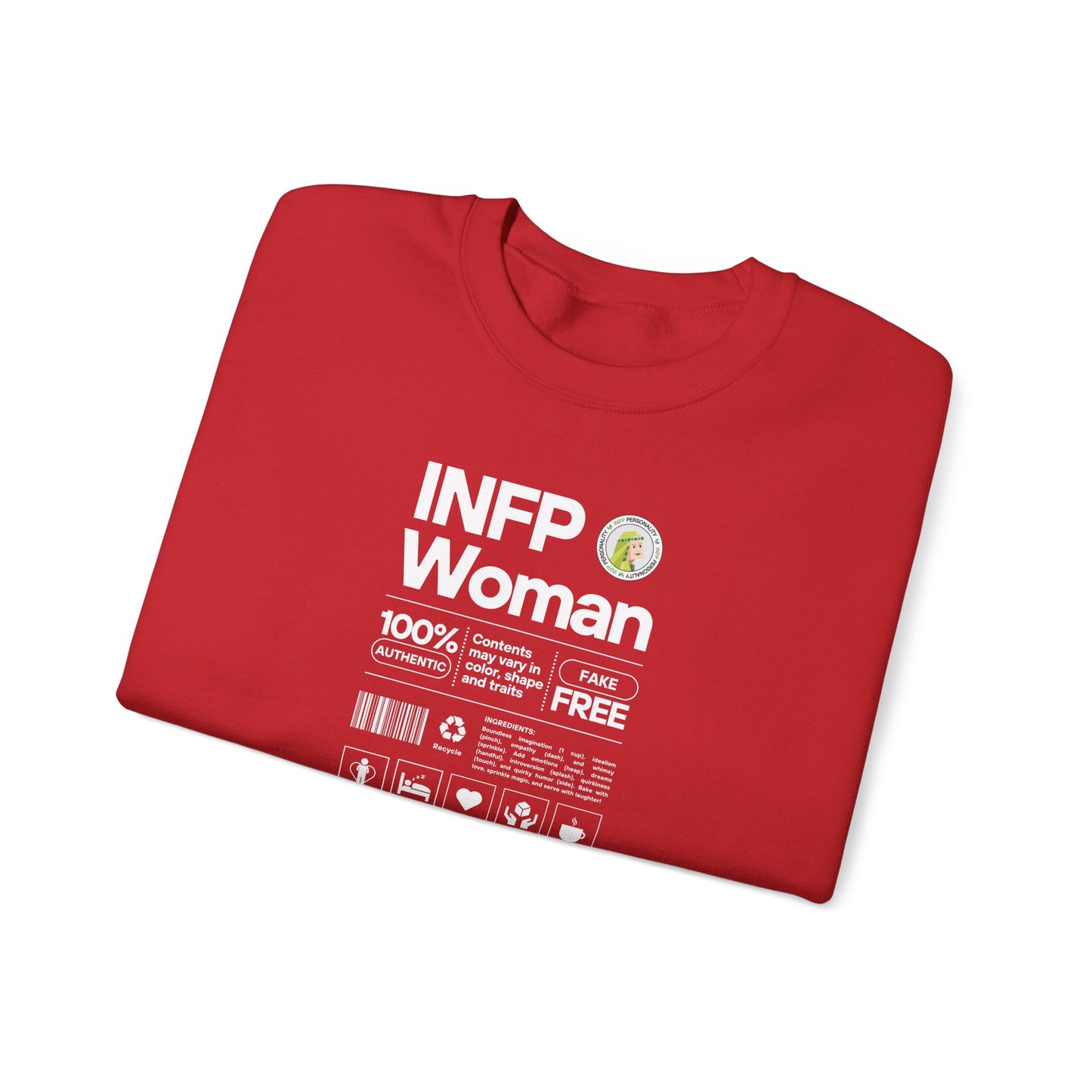 INFP Woman Ingredients White Text Sweatshirt