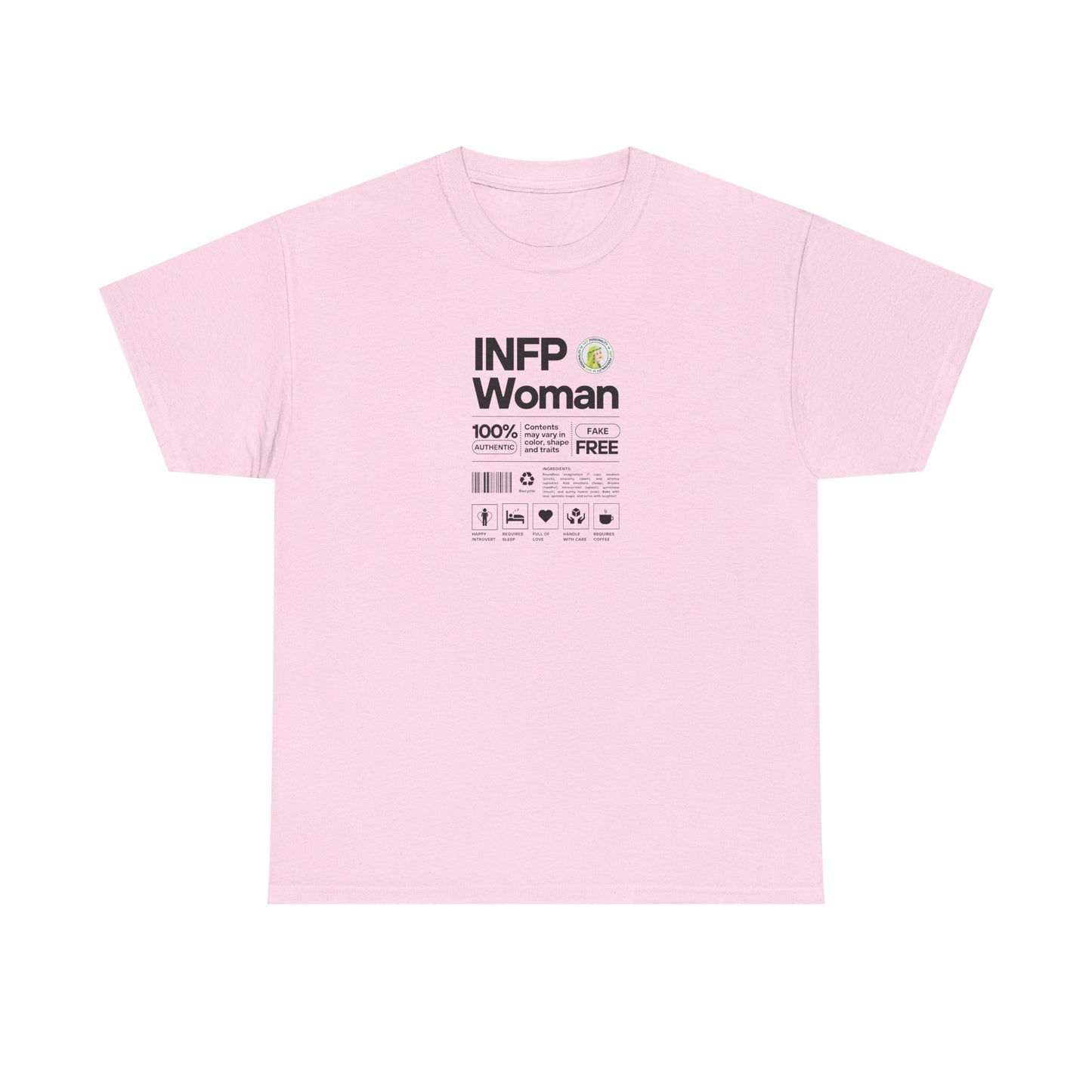 INFP Woman Ingredients Black Text Tee