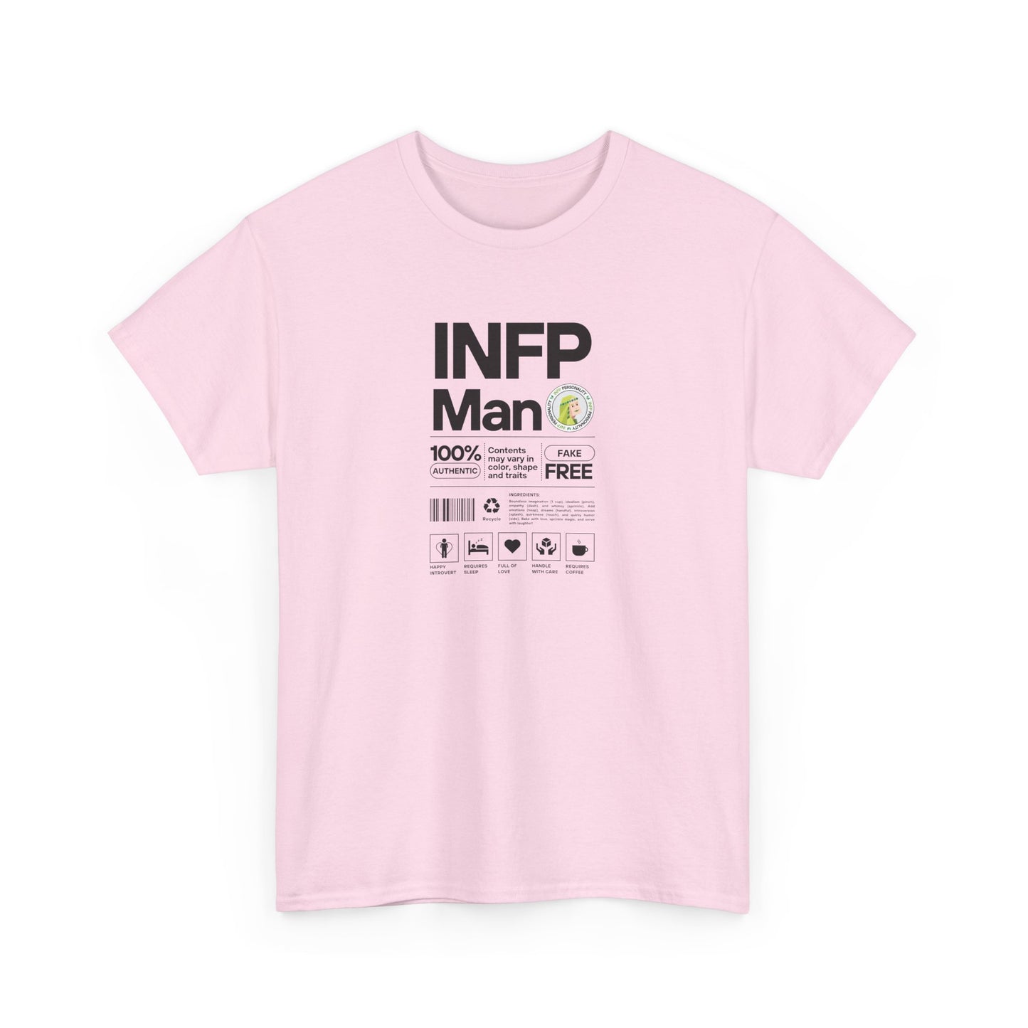 INFP Man Ingredients Black Text Tee