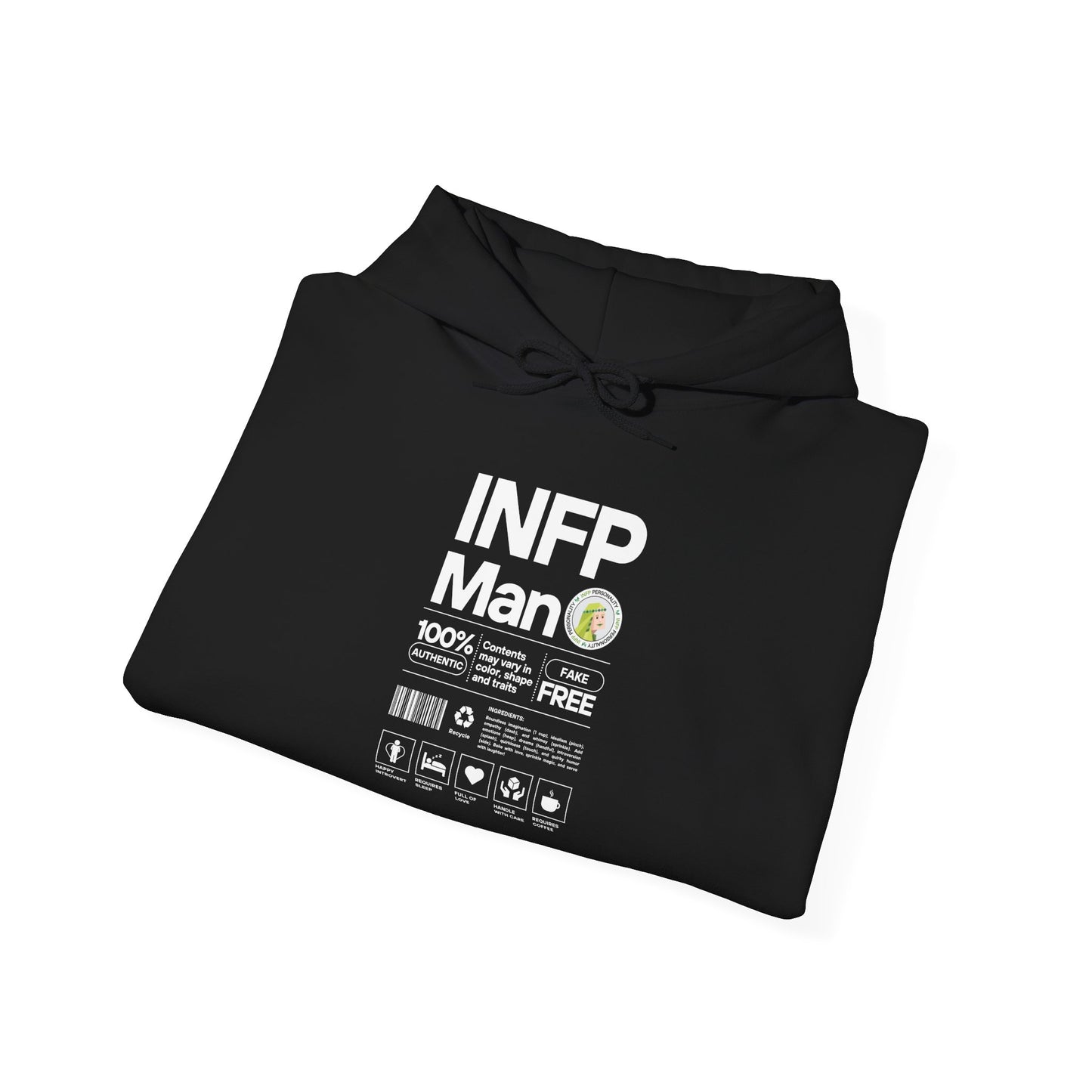 INFP Man Ingredients White Text Hoodie