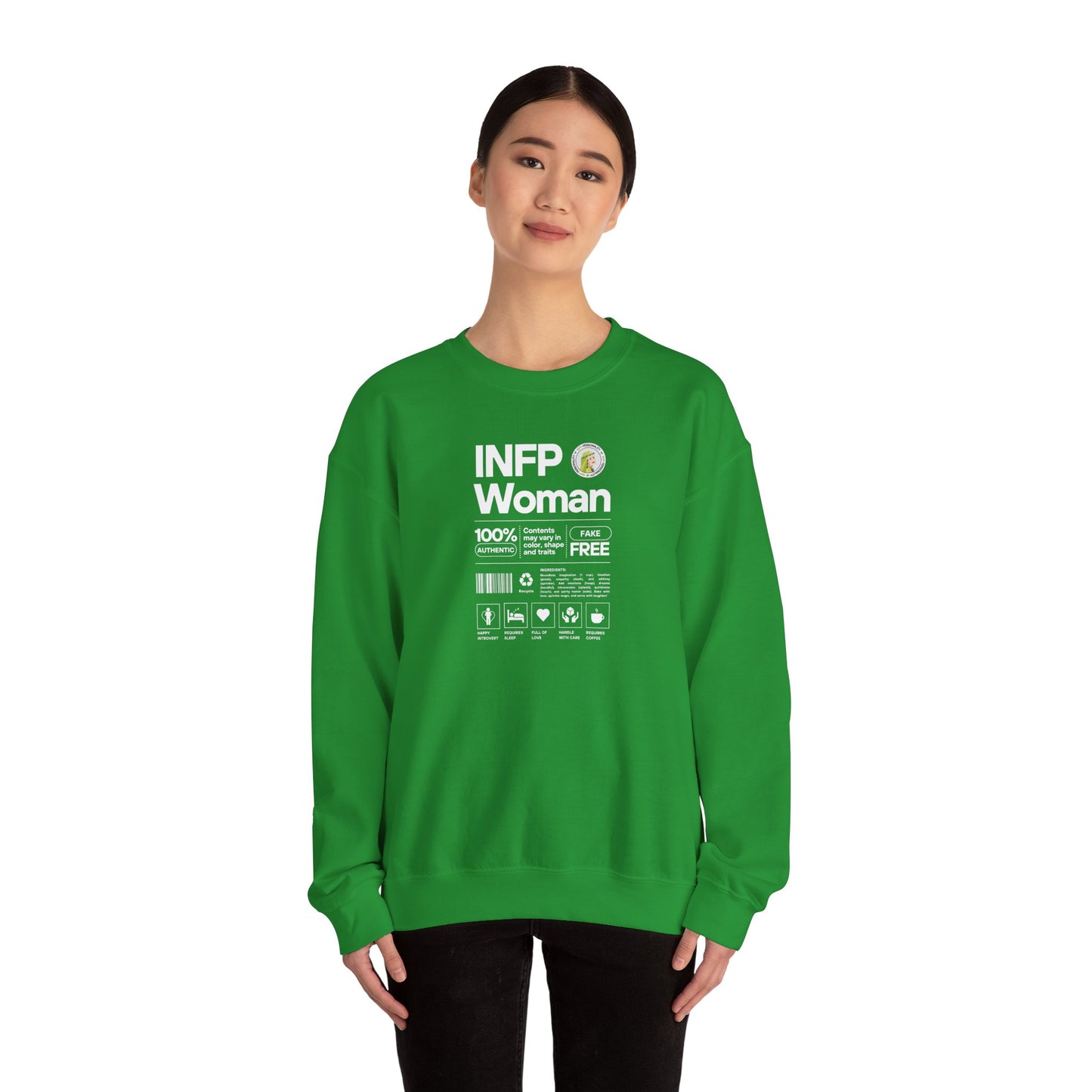 INFP Woman Ingredients White Text Sweatshirt