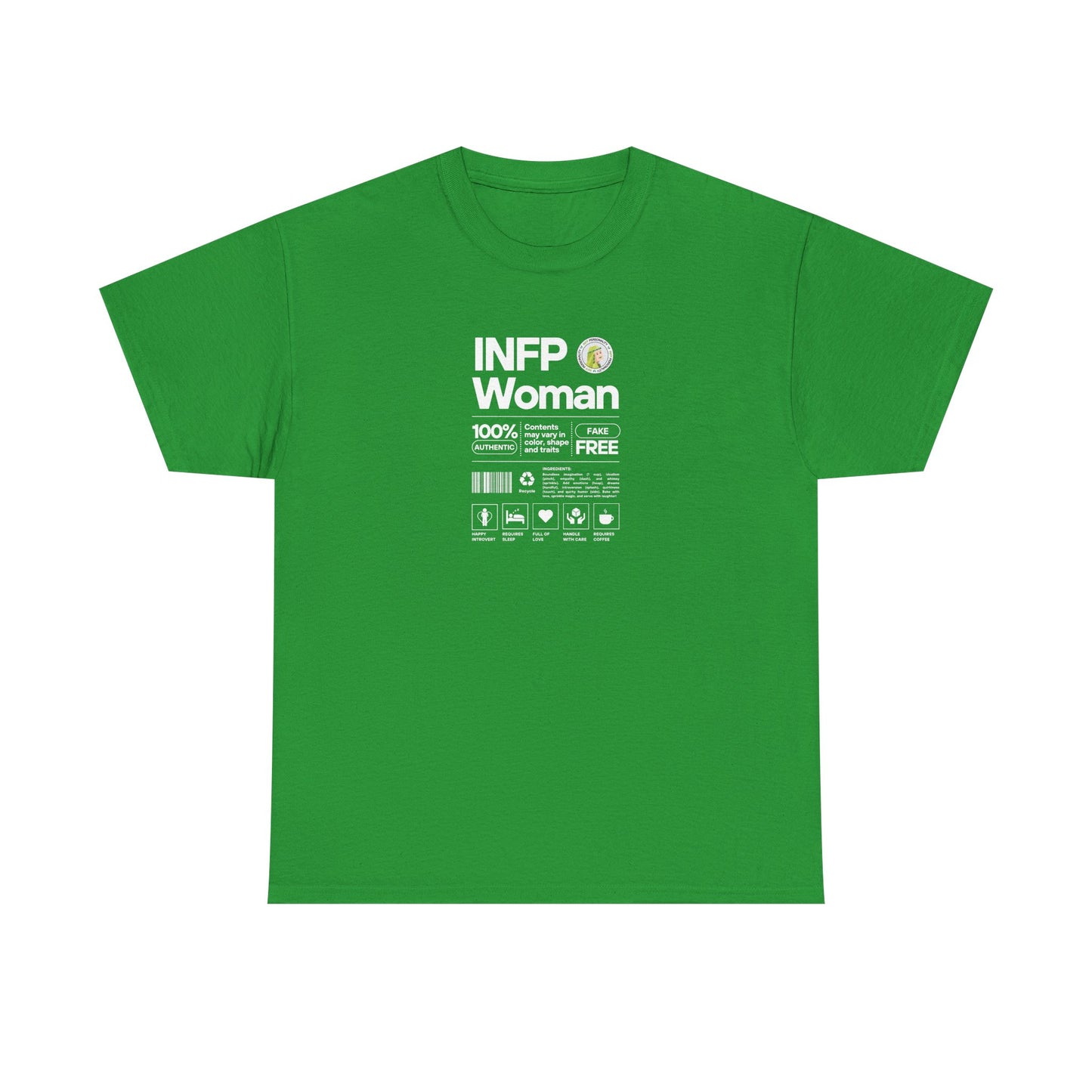 INFP Woman Ingredients White Text Tee