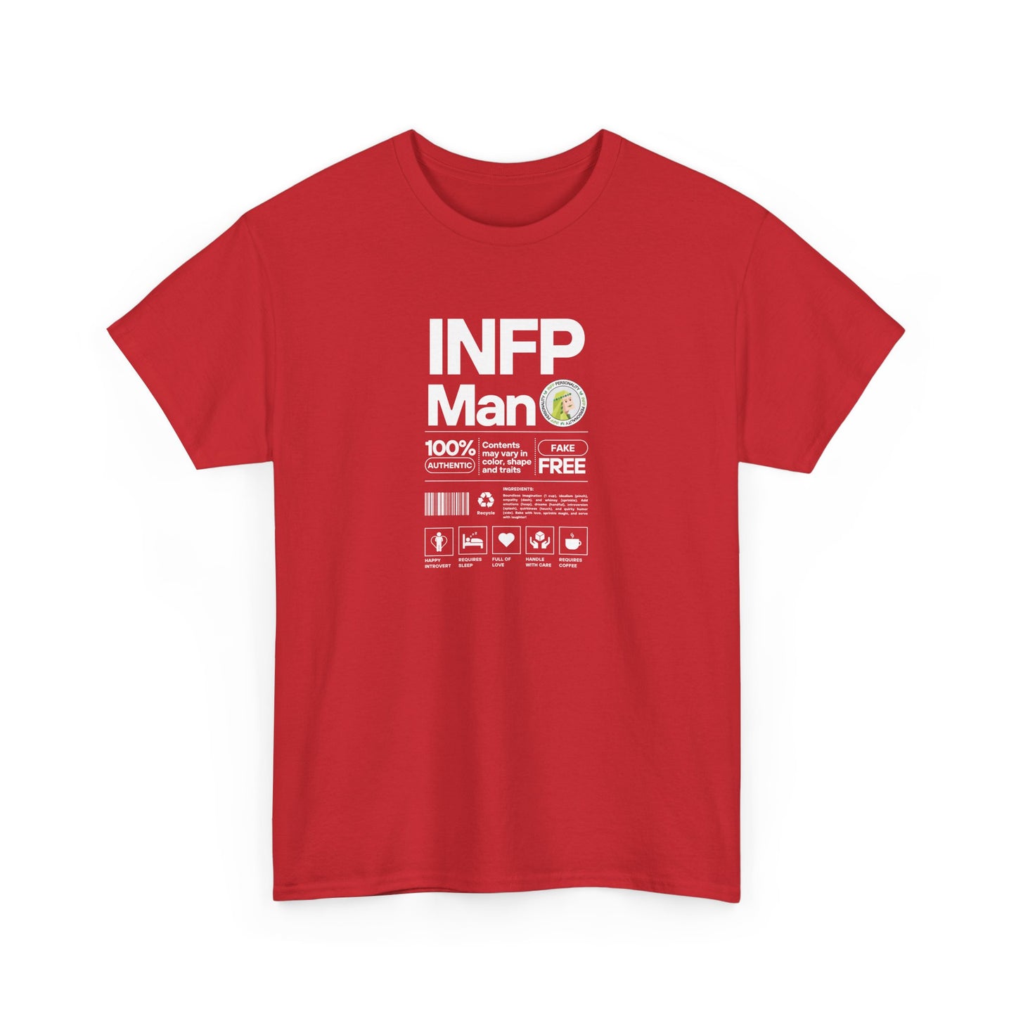 INFP Man Ingredients White Text Tee