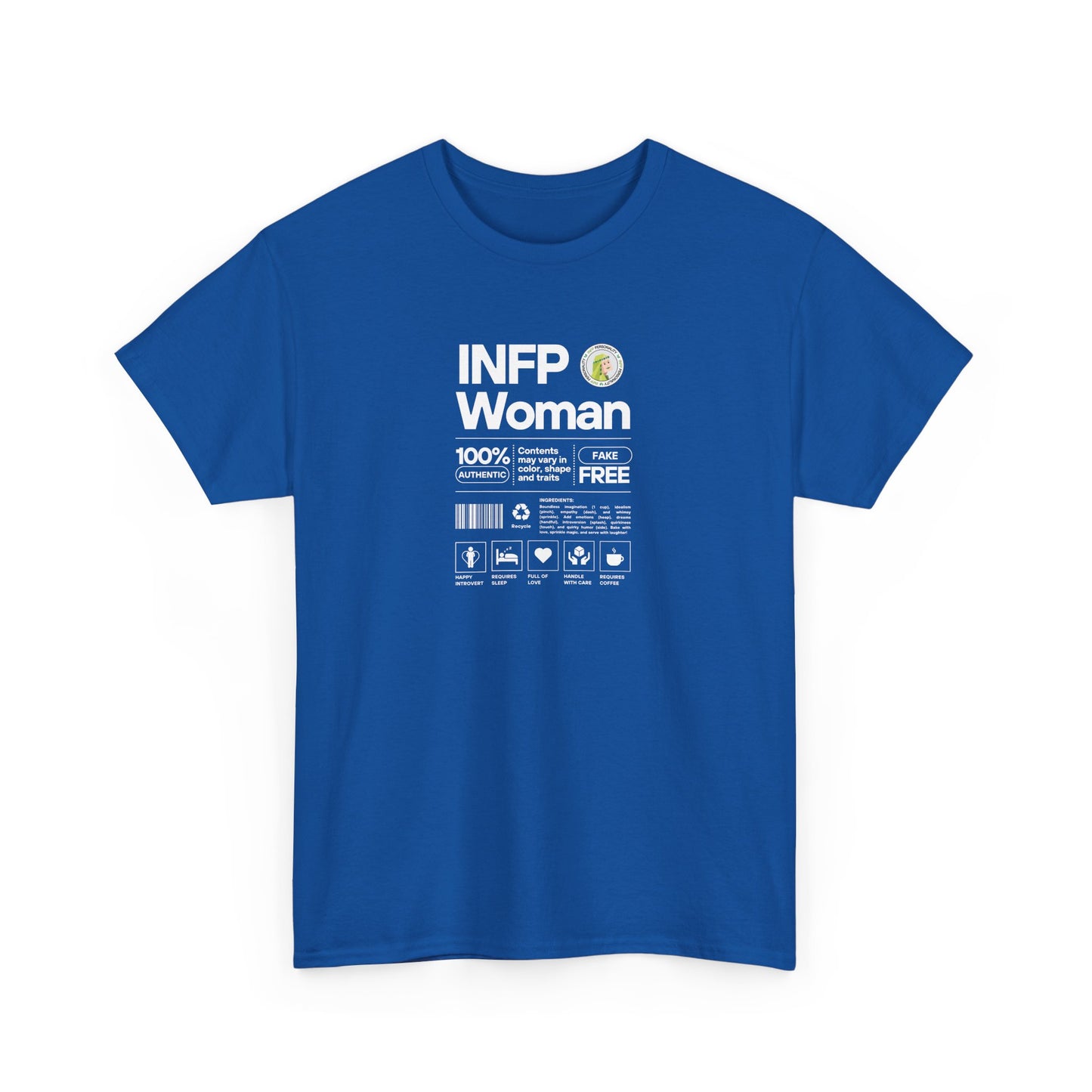 INFP Woman Ingredients White Text Tee