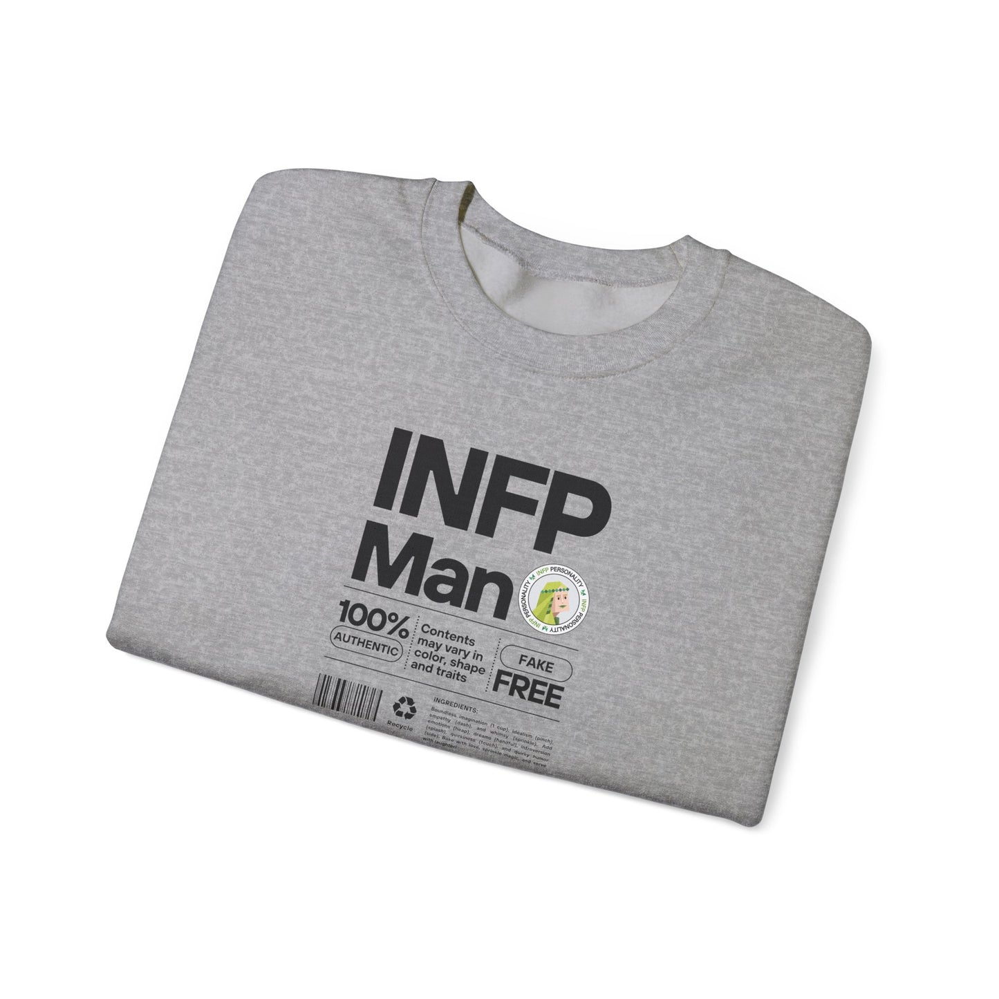 INFP Man Ingredients Black Text Sweatshirt