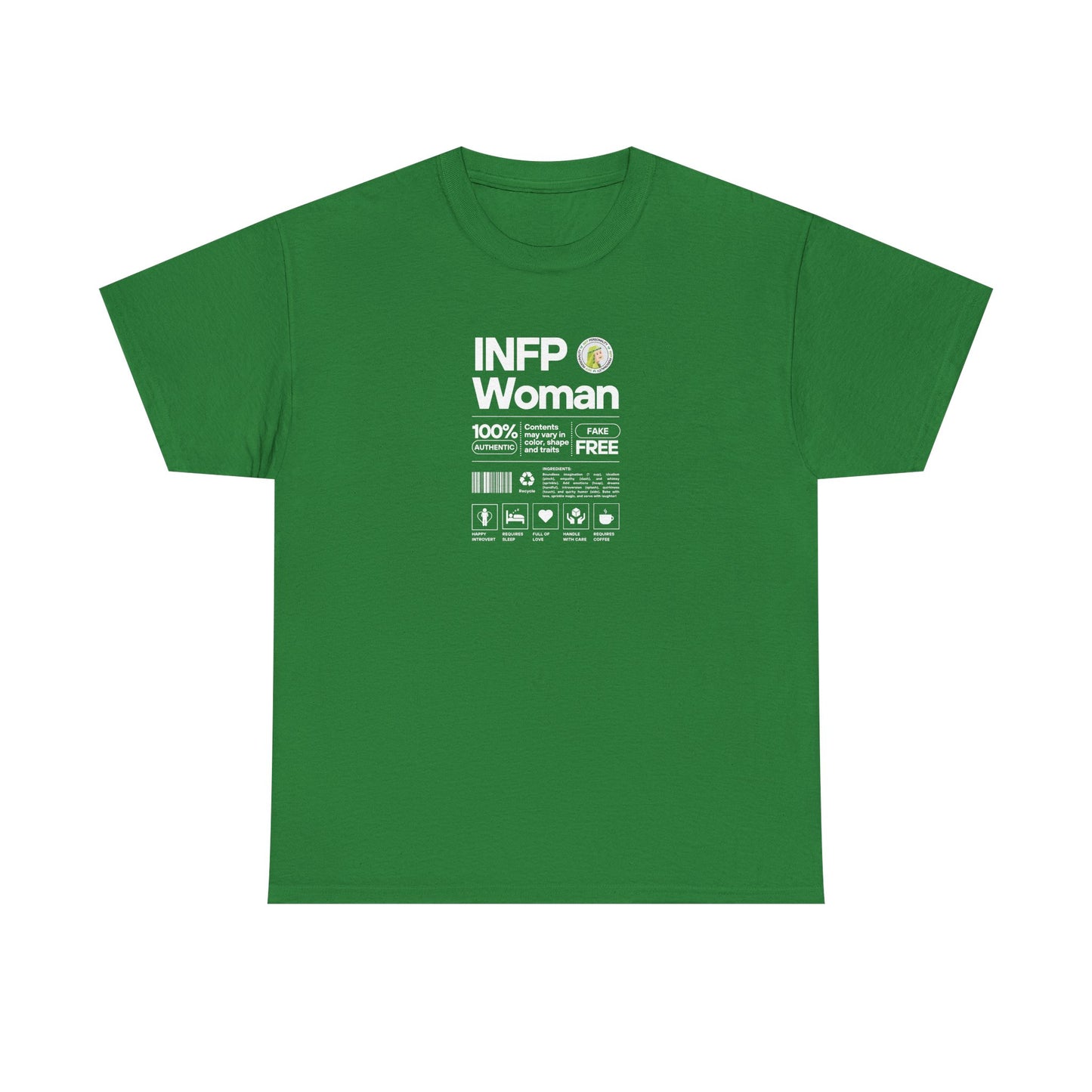 INFP Woman Ingredients White Text Tee