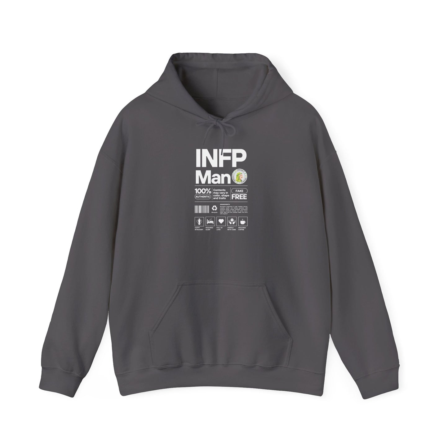 INFP Man Ingredients White Text Hoodie