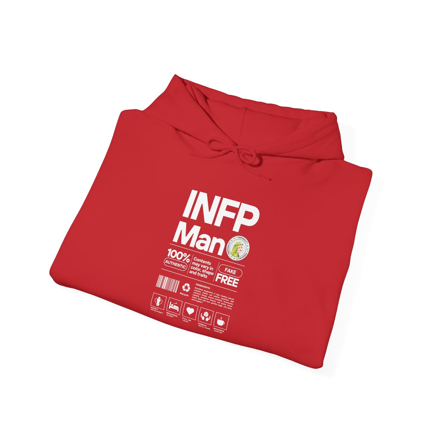 INFP Man Ingredients White Text Hoodie