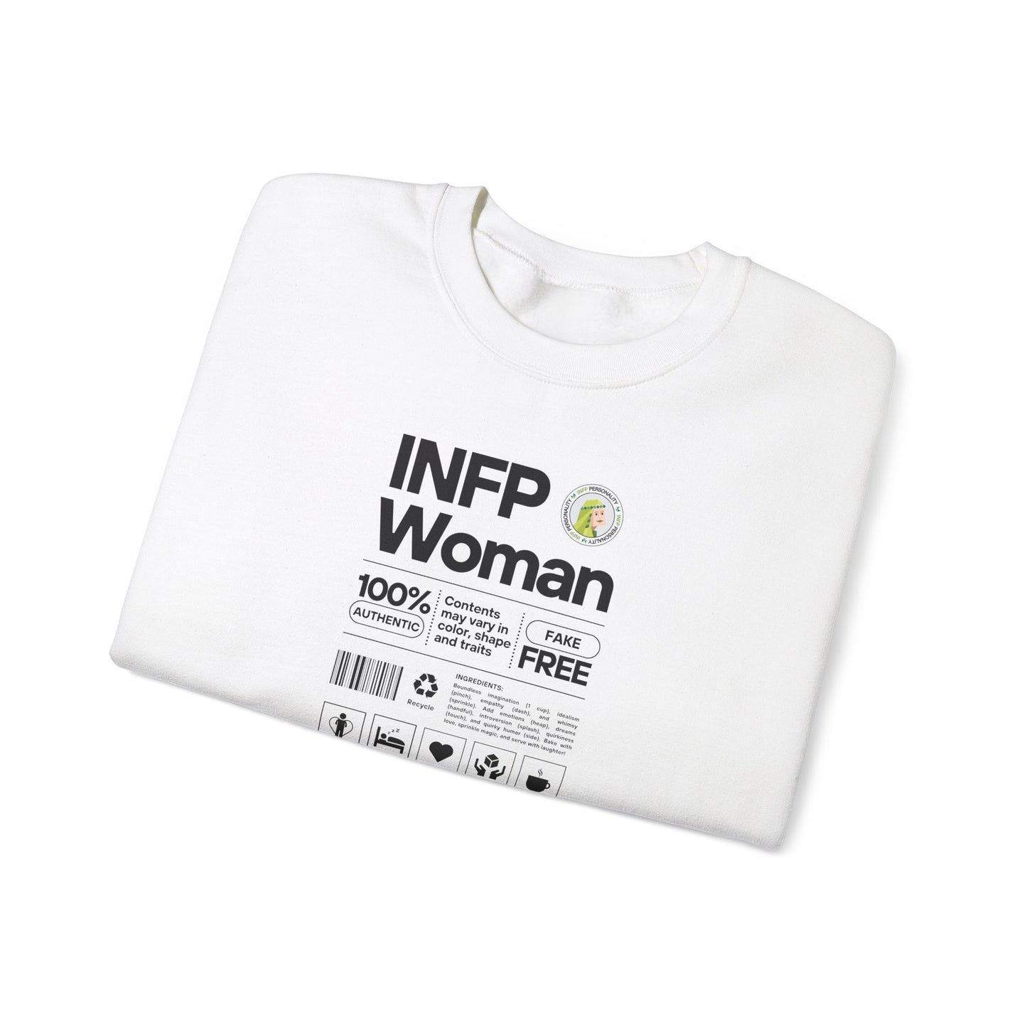 INFP Woman Ingredients Black Text Sweatshirt