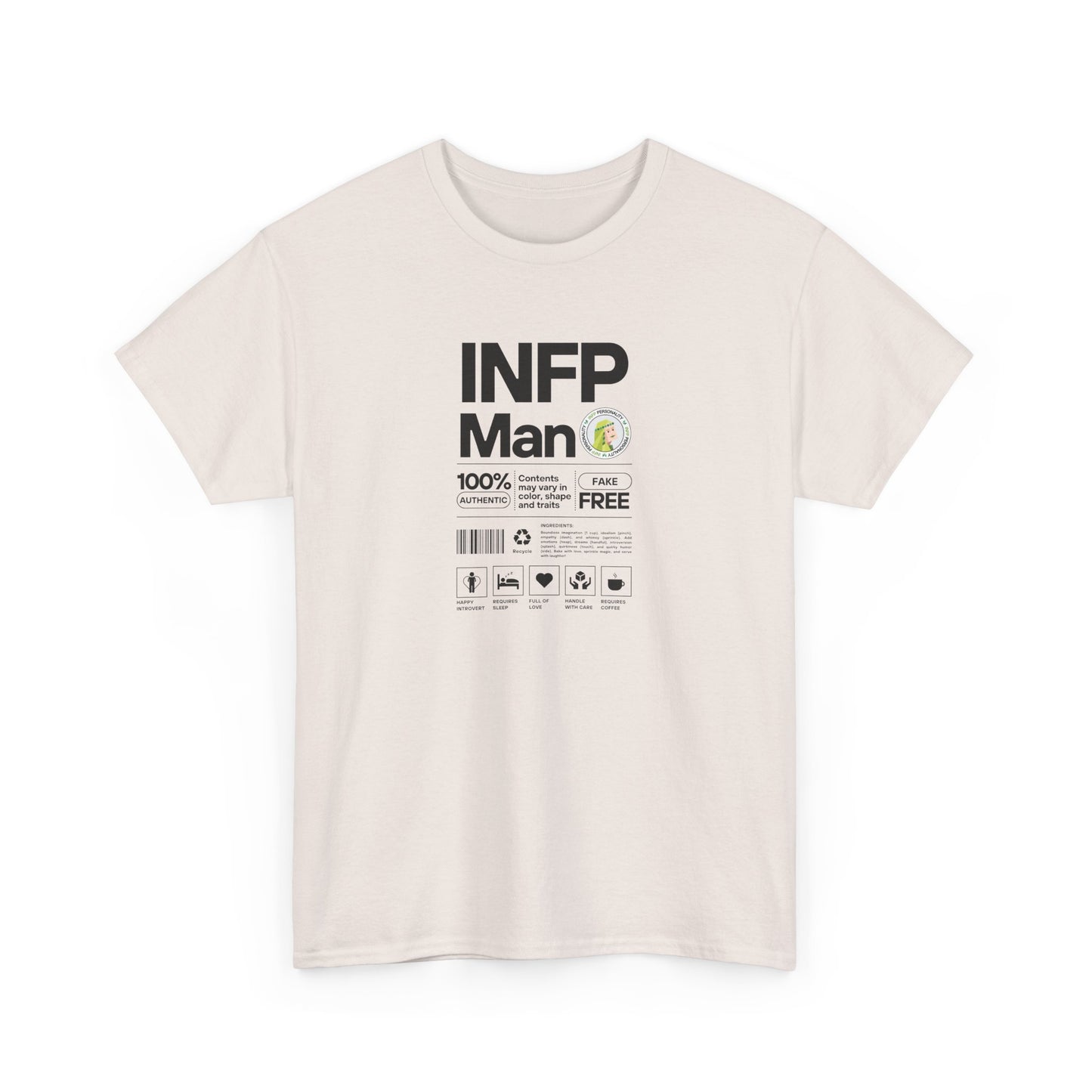 INFP Man Ingredients Black Text Tee