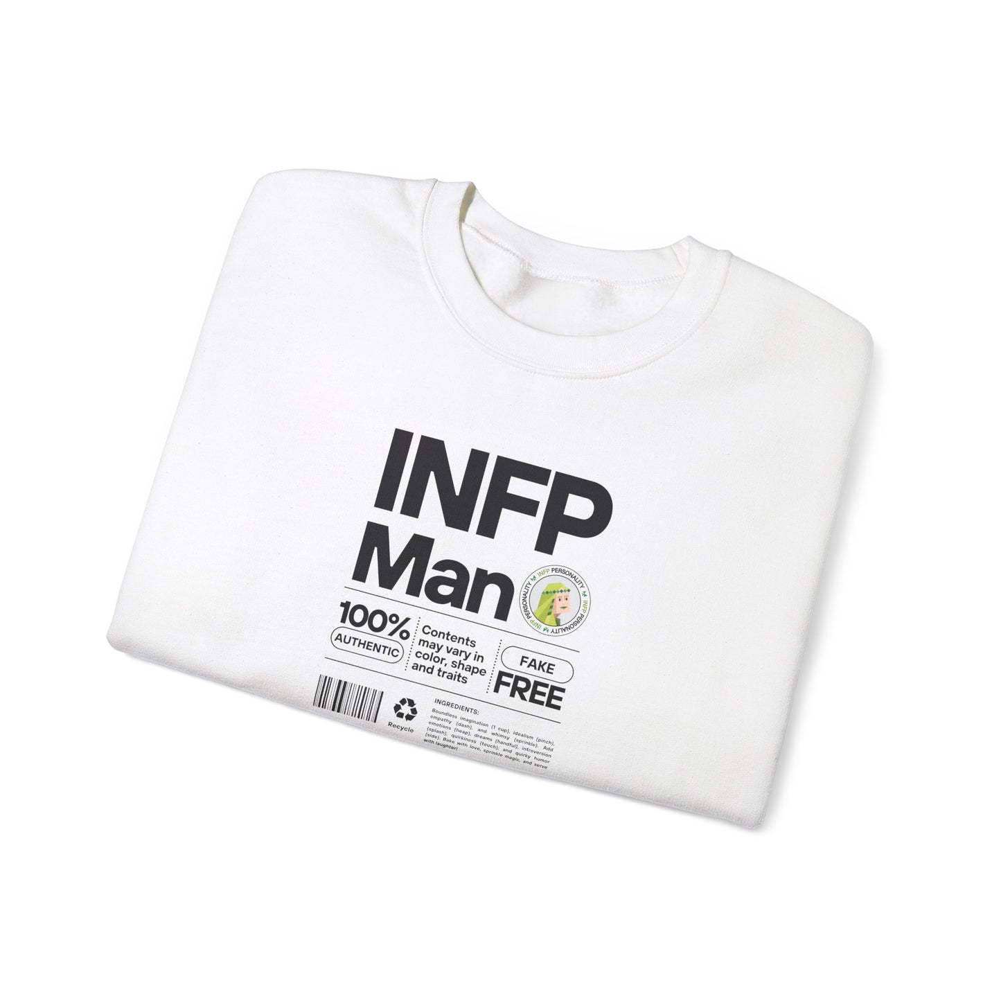 INFP Man Ingredients Black Text Sweatshirt