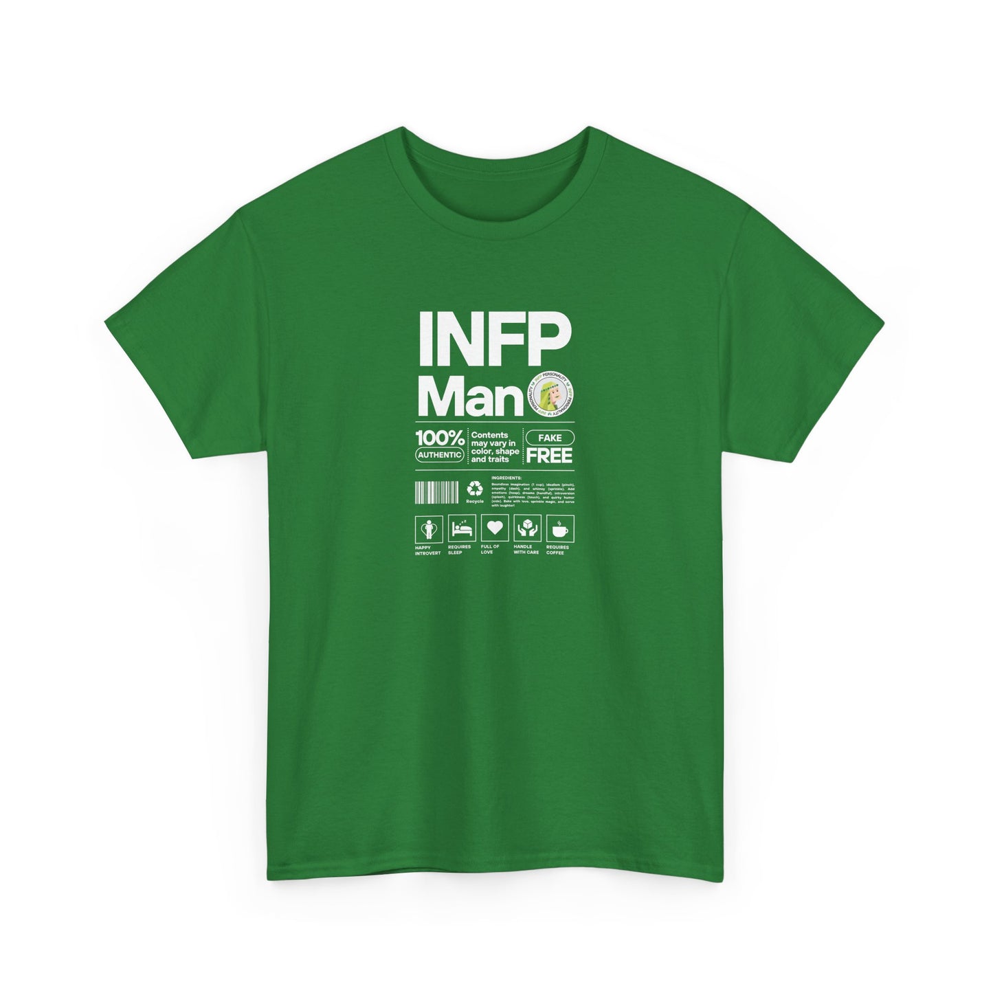 INFP Man Ingredients White Text Tee