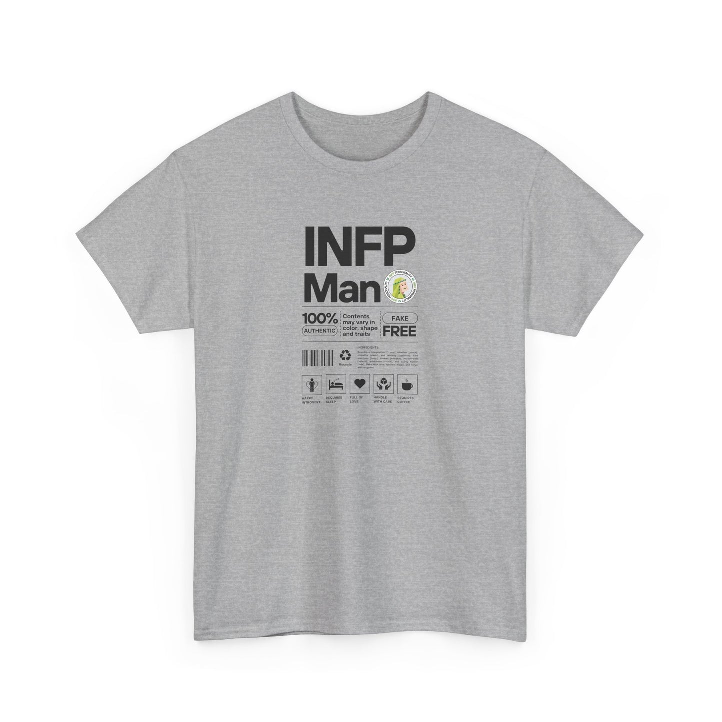 INFP Man Ingredients Black Text Tee