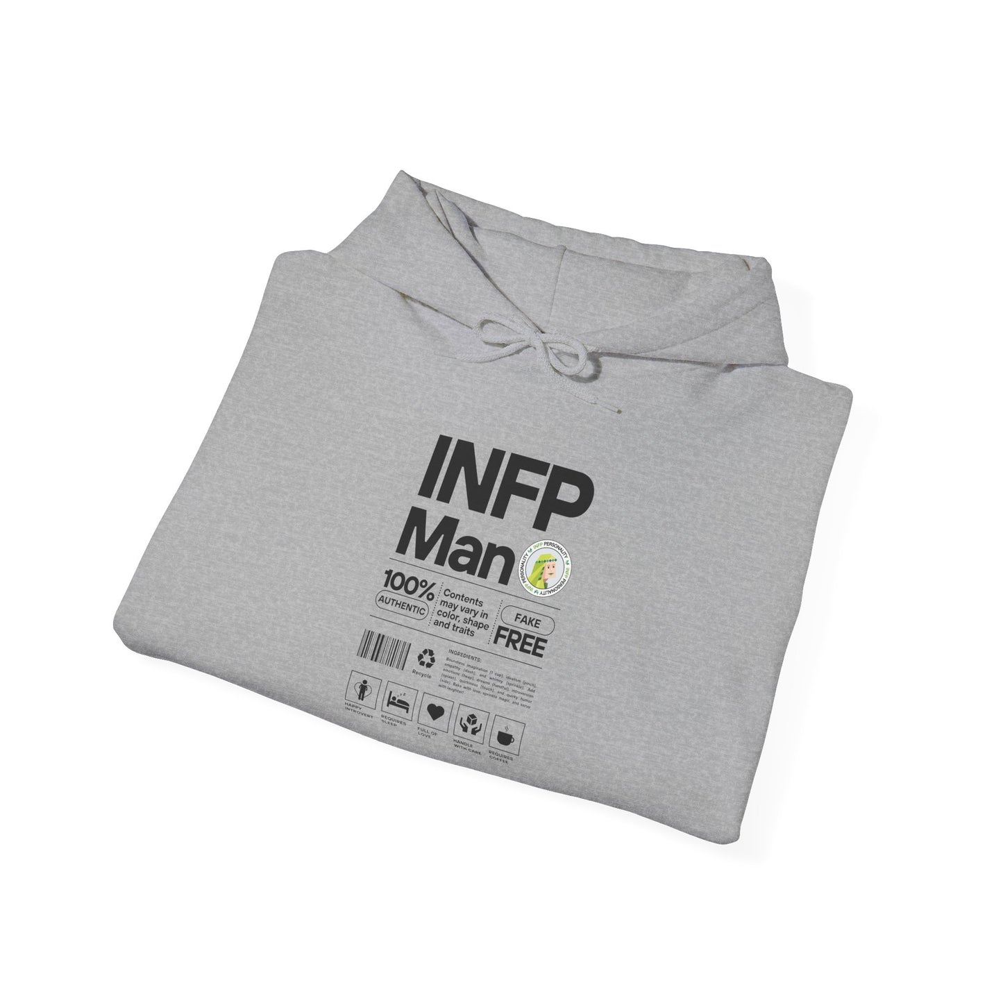 INFP Man Ingredients Black Text Hoodie