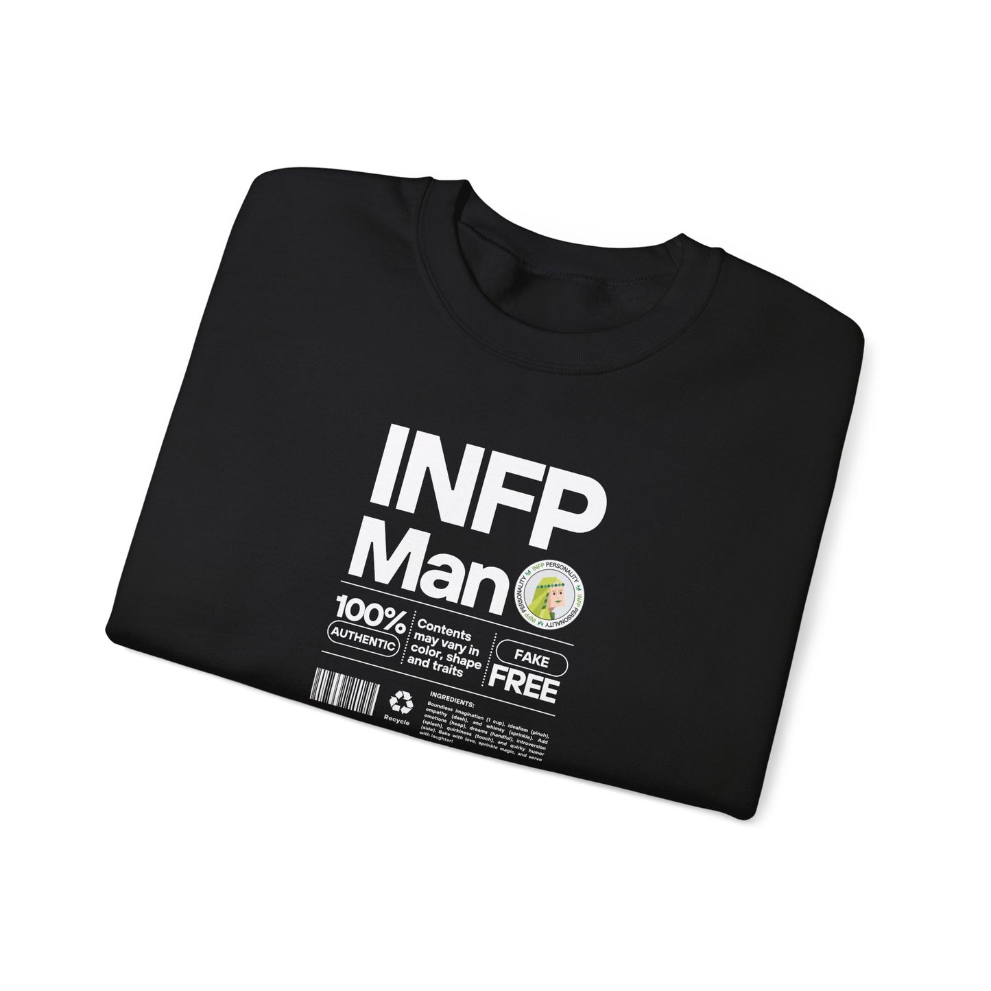 INFP Man Ingredients White Text Sweatshirt