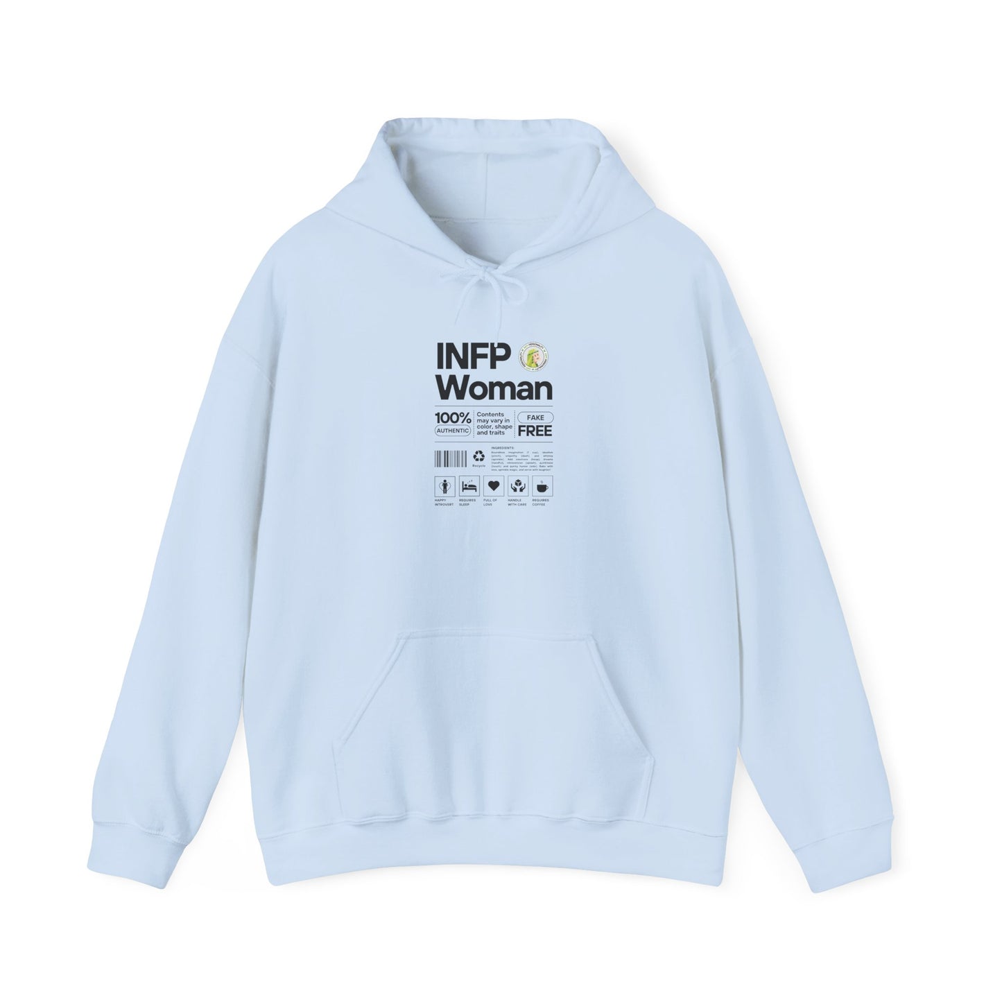 INFP Woman Ingredients Black Text Hoodie