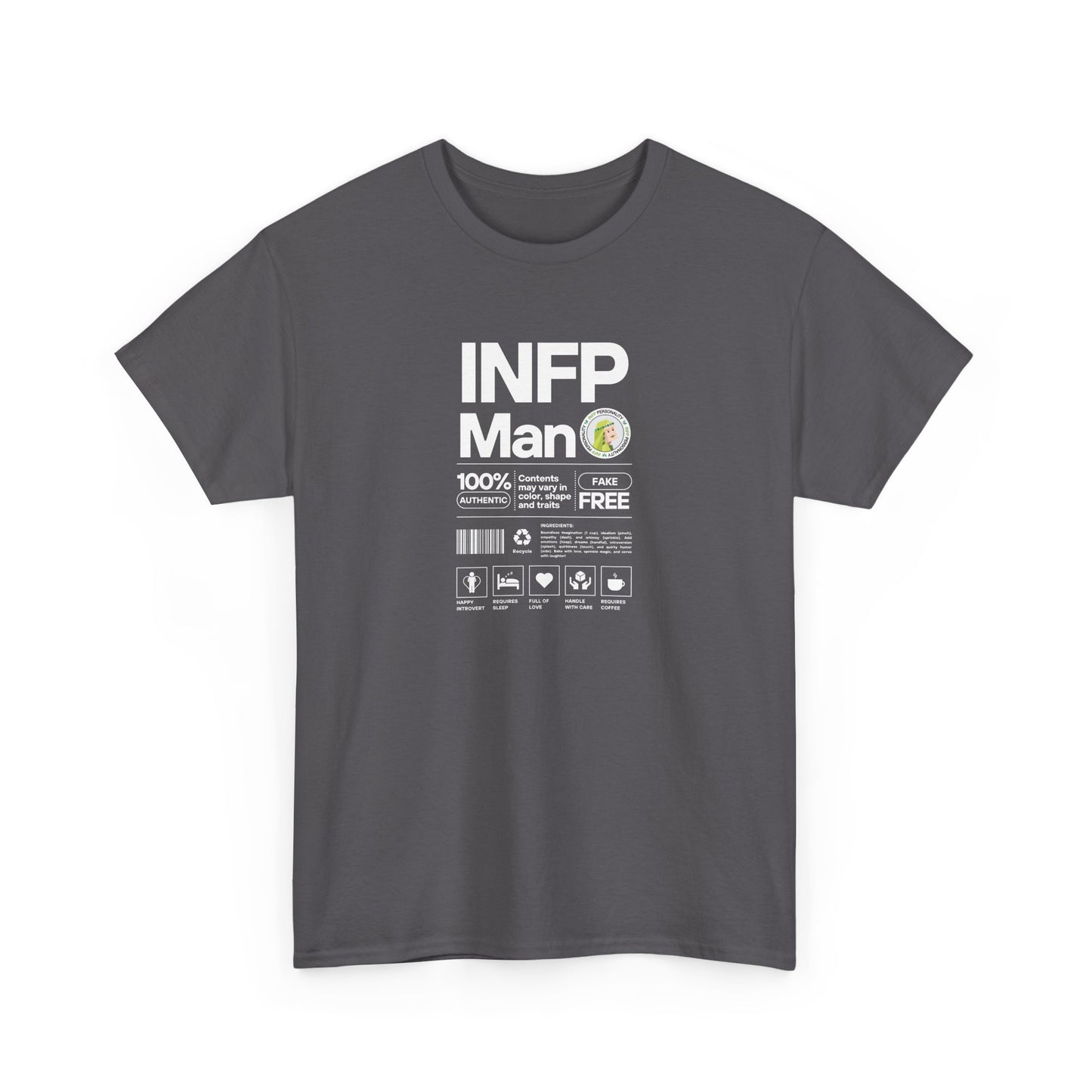 INFP Man Ingredients White Text Tee