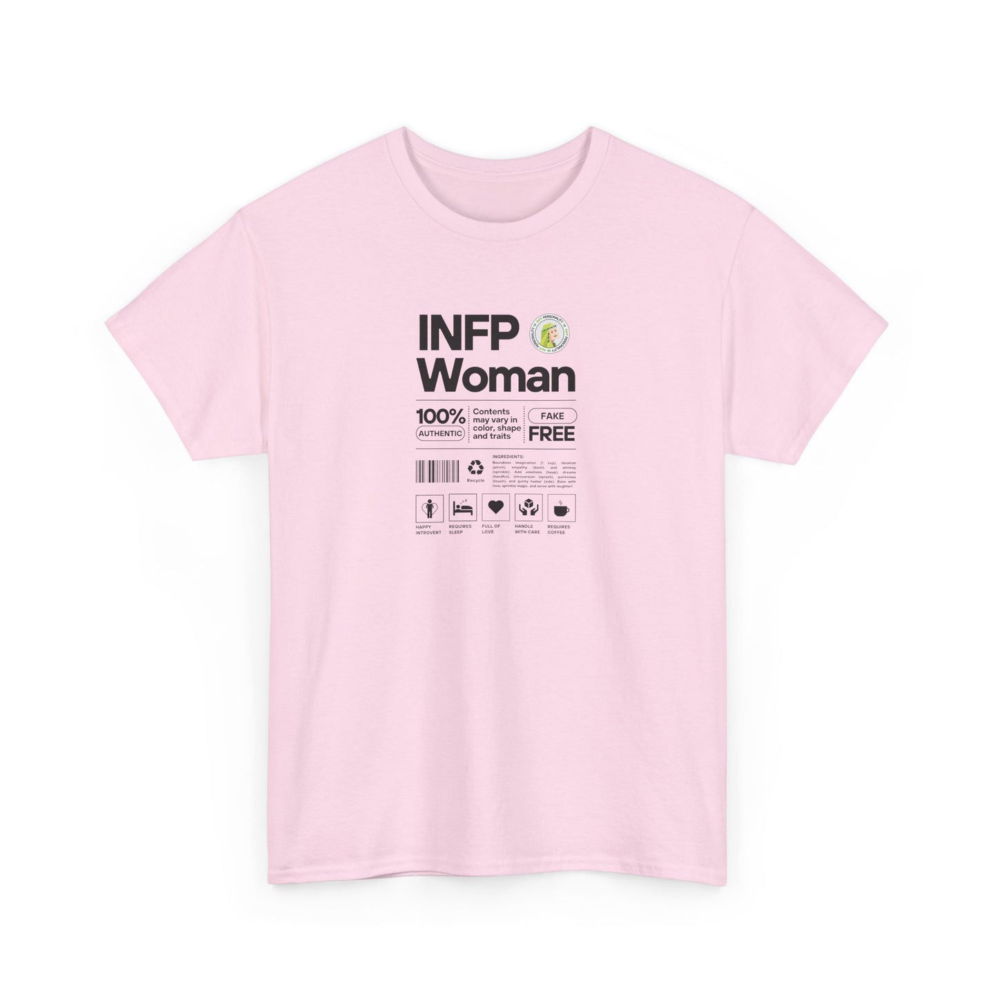 INFP Woman Ingredients Black Text Tee